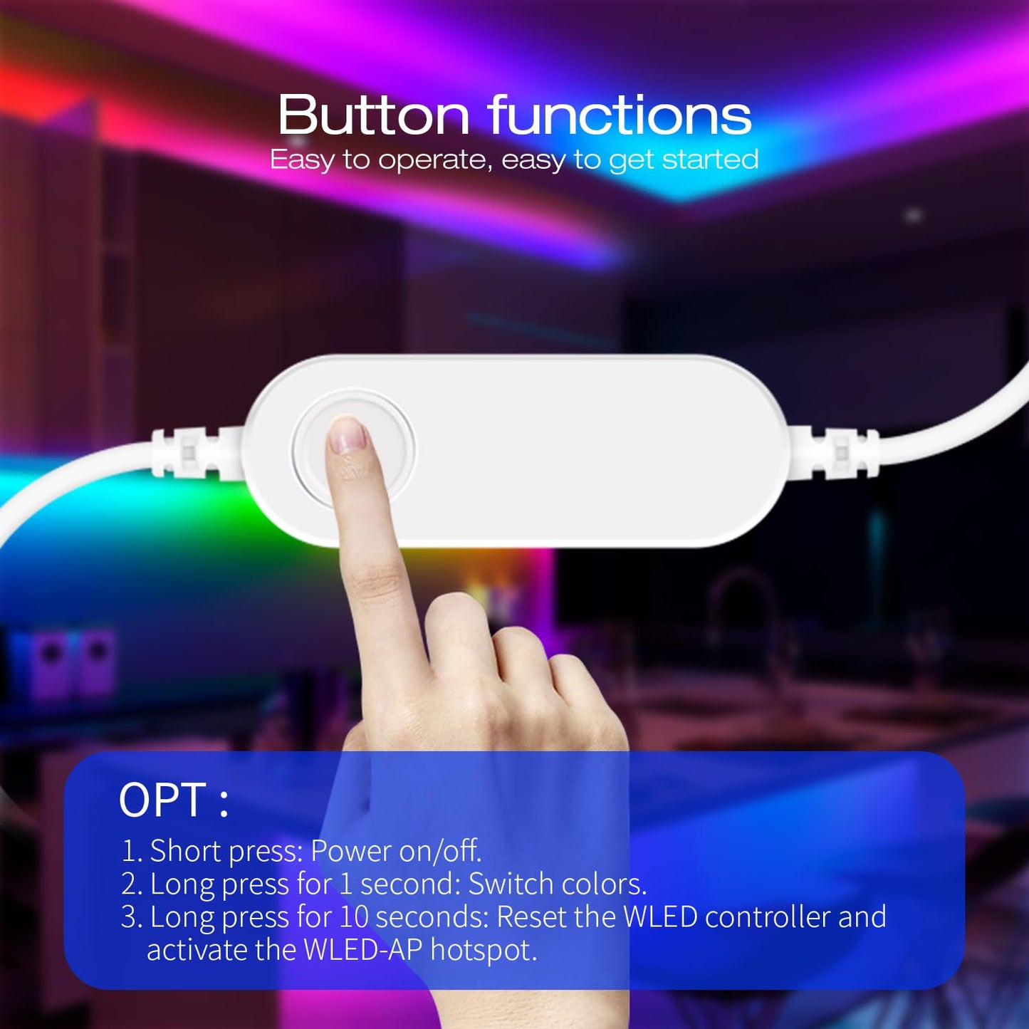 GLEDOPTO WLED ESP8266 Mini LED Strip Controller DC 5V USB RGB IC Digital Dynamic DIY Lights for WS2811 WS2812 WS2812b SK6812 WS2815 Addressable LED Strip Light