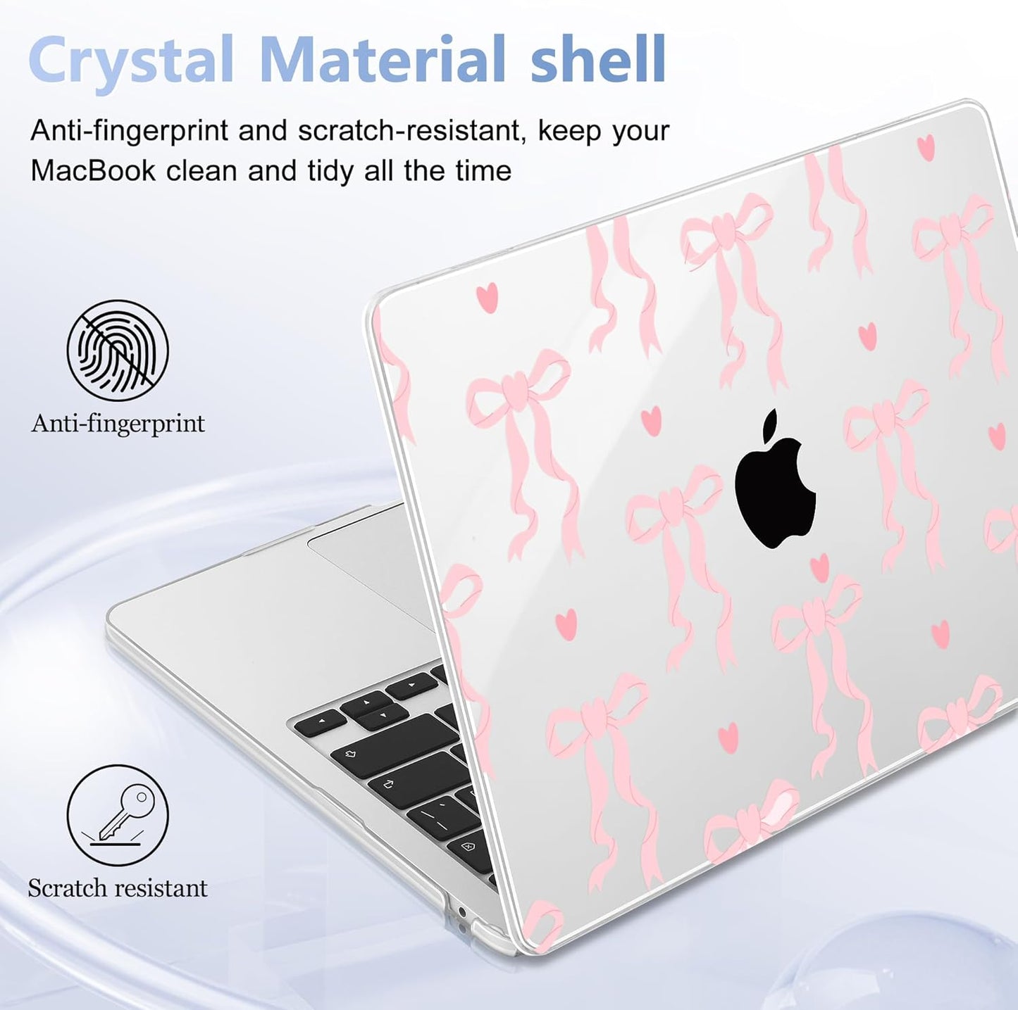 Case for MacBook Air 15 Inch 2025 2024 2023 Release M4 A3241 M3 A3114 M2 A2941, Hard Shell with Screen Protector & Keyboard Cover, Compatible with Touch ID, Bow