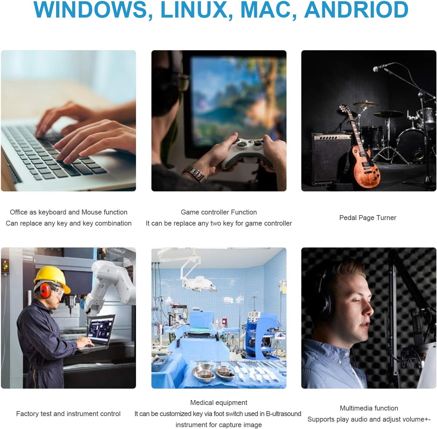 iKKEGOL Upgraded USB Single Foot Pedal Optical Switch Control One Key Program Computer Keyboard Mouse Game Action HID