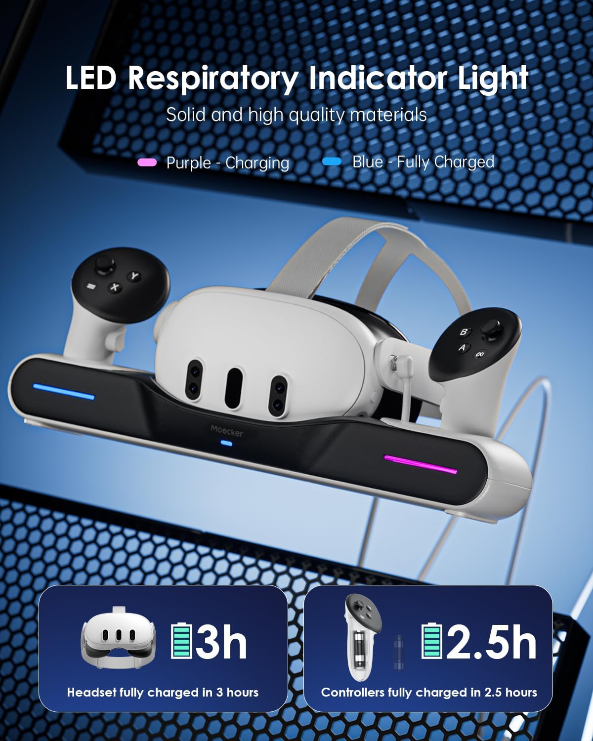 Charging Dock for Meta Quest 3 Charging Station Magnetic Charger for Meta Quest 3 Accessories Charging Stand