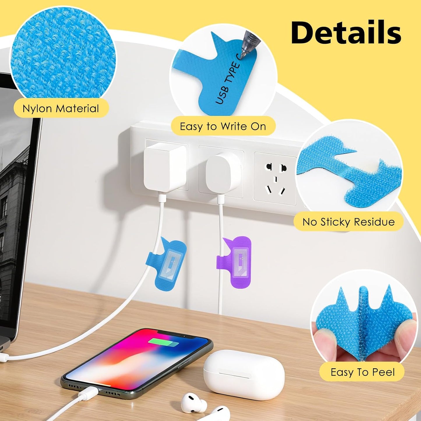 24 Set Smart NFC Cable Labels - 8 Colors Reusable Write-On Wire Labels with Blank NFC Tags Stickers, Programmable Cord Identification Labels for Electronics Cable Management, Oval