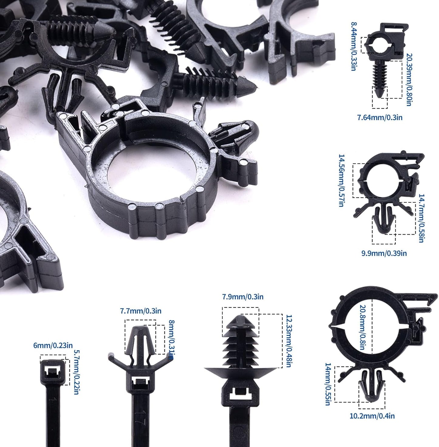 150pcs Push Mount Cable Zip Tie with Car Wire Loom Routing Clips for Cars Boat Trailer UTV Jeep Wrangler Engine Bay Self Locking Straps,Universal.