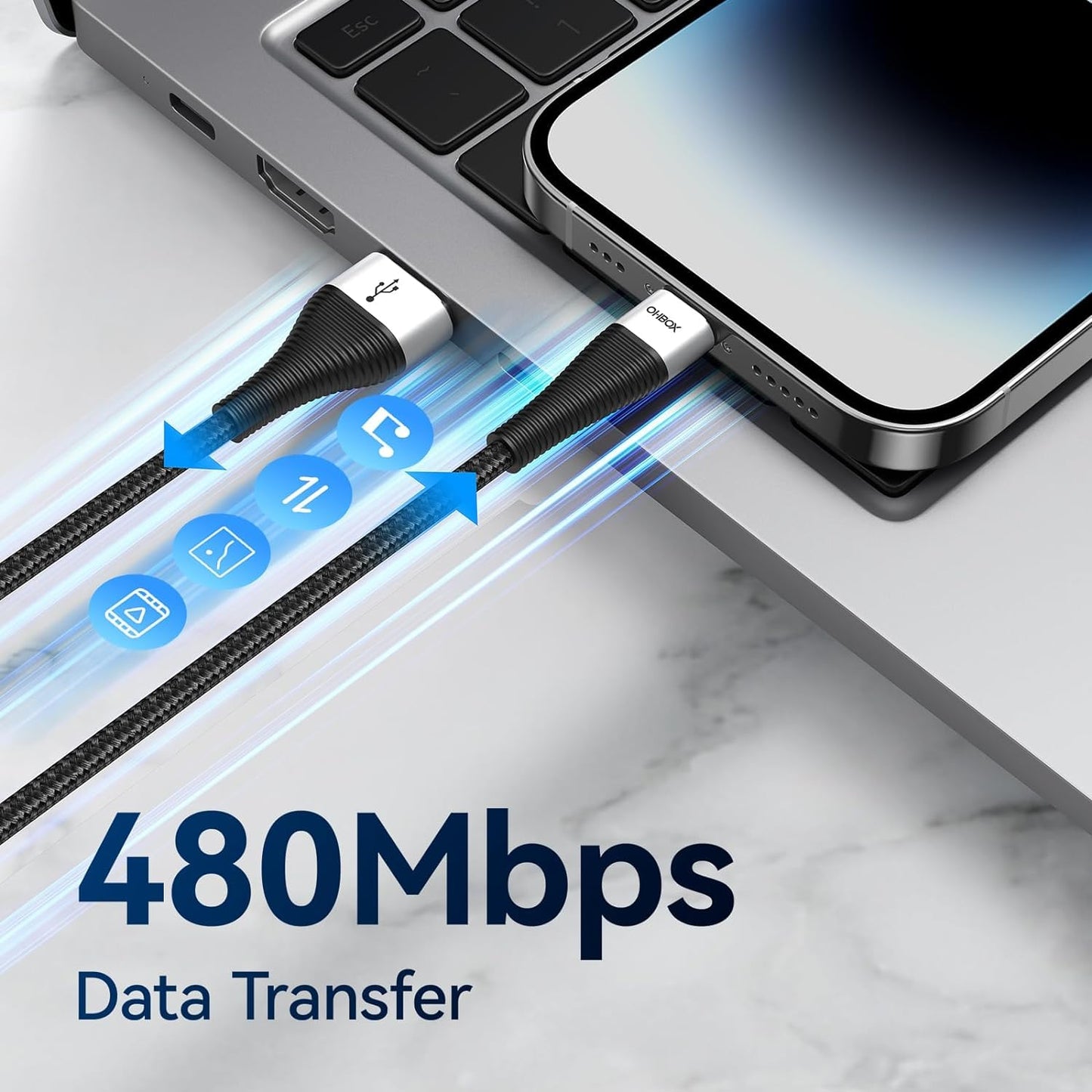 Extra Long iPhone Charger Cord 15FT 2Pack, Apple MFi Certified USB A to Lightning Cable Braided Fast Charging Cord Compatible with iPhone14/13/12/11 Pro Max/Pro/XS Max/XS/XR/X/8 Plus/8/7/iPad/iPod