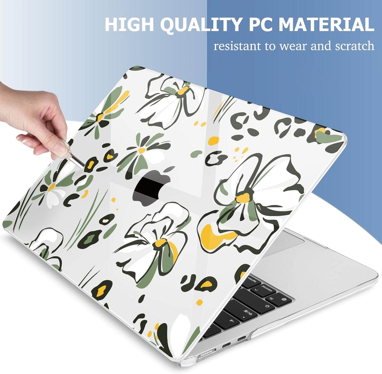 Mektron Compatible with M4 MacBook Air 15 inch Case 2025 A3241 2024 2023 M3 A3114 A2941 M2 Liquid Retina Display Touch ID, Plastic Hard Case & Keyboard Skin & Screen Protector - Abstract Floral C346