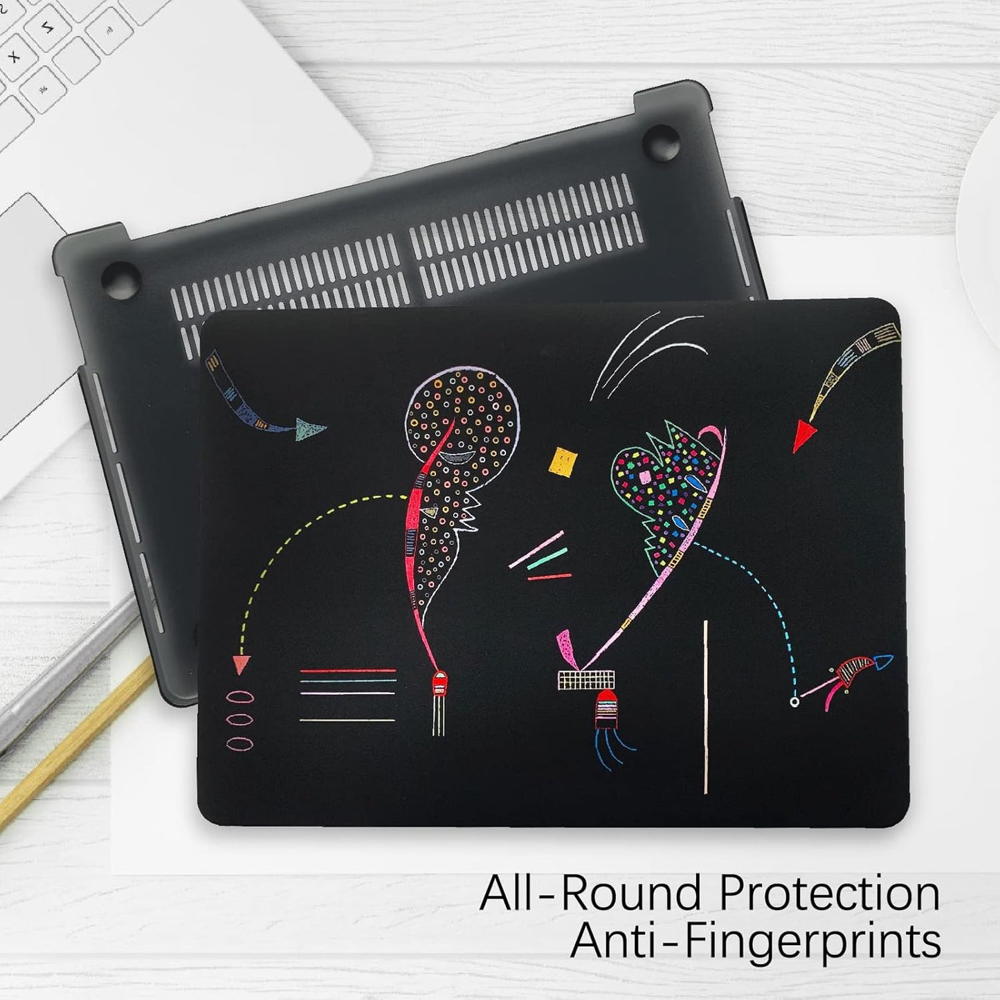 Berkin Arts for MacBook Air 13.6 inch Case A3240 A3113 A2681 (M4 M3 M2) 2025 2024-2022 Release with Keyboard Cover & Screen Naive Art Illustrated (Two Sides by Kandinsky)