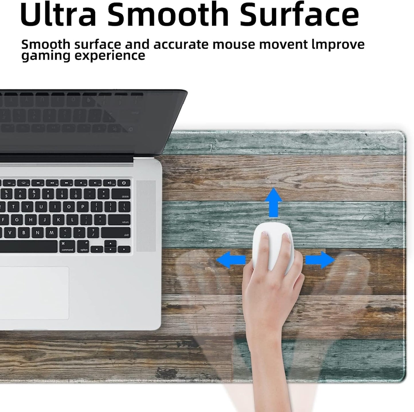 Galdas Gaming Mouse Pad Vintage Wood Grain Pattern XXL XL Large Mouse Pad Mat Long Extended Mousepad Desk Pad Non-Slip Rubber Mice Pads Stitched Edges Thin Pad (31.5x11.8x0.12Inch)