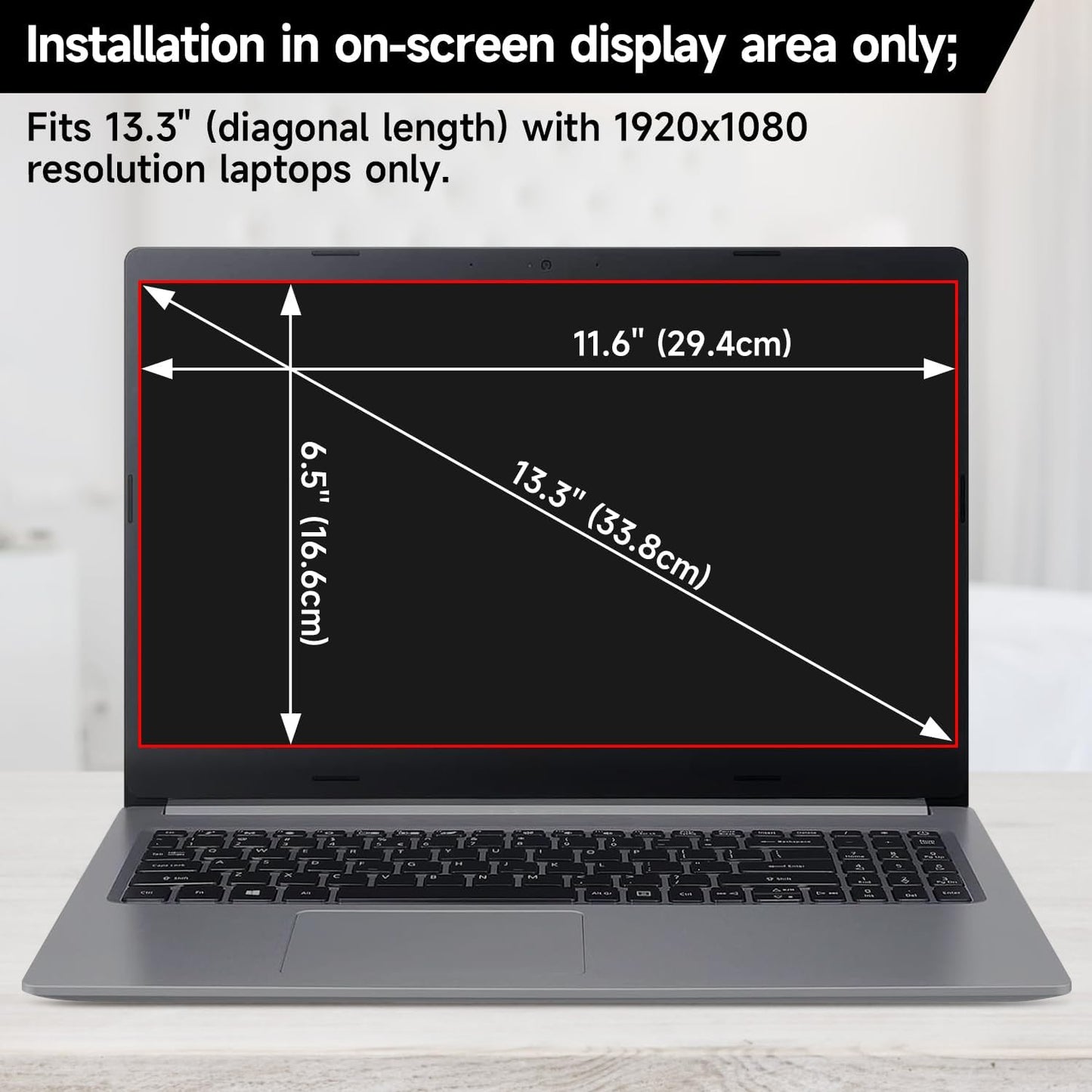 13.3 Inch 1920x1080P (16:9) Laptop Privacy Screen Filter, Anti Blue Light Glare & Anti Scratch Computer Privacy Shield, Not for 13" with 16:10 Aspect Ratio Laptop