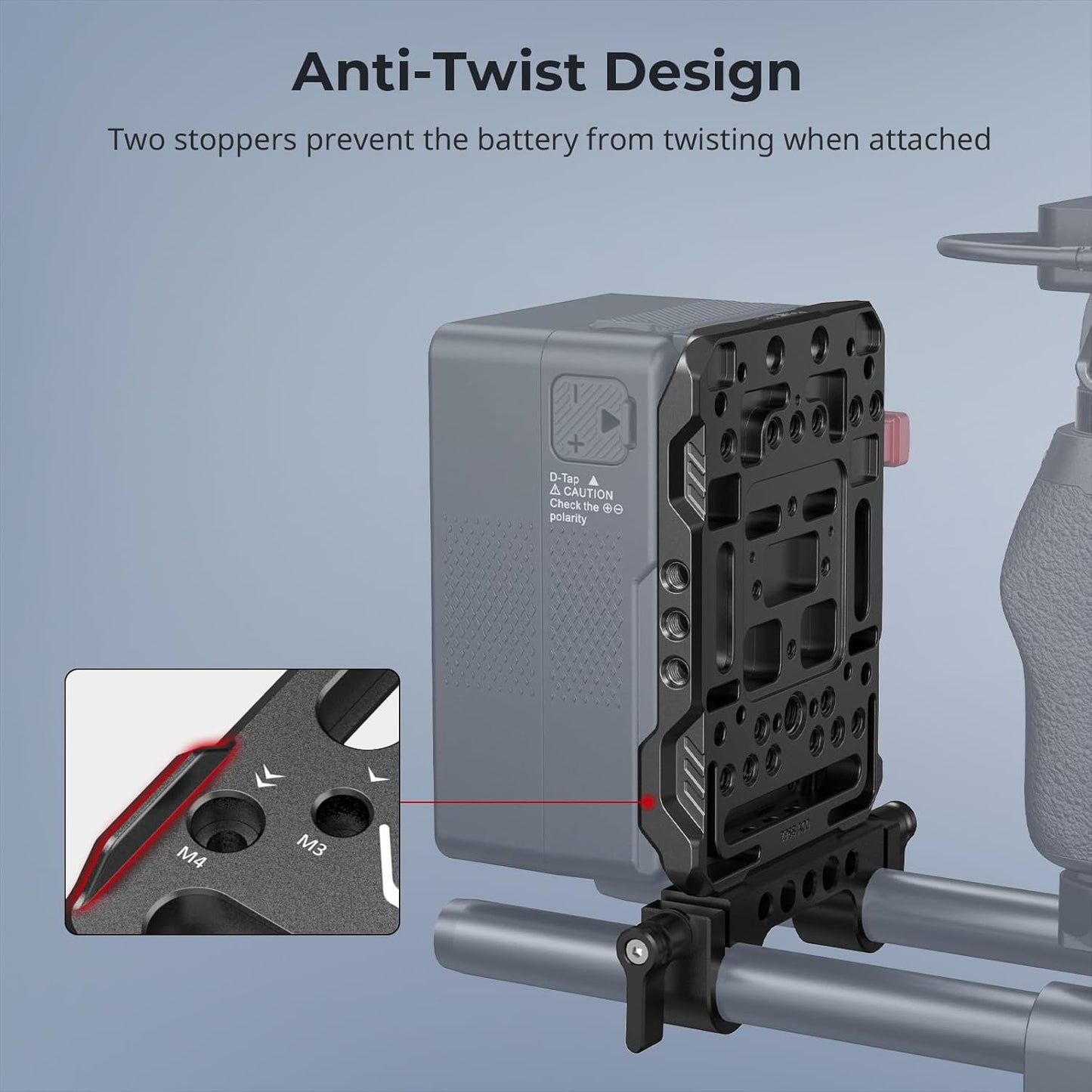SMALLRIG V Mount Battery Plate, V-Lock Battery Plate with Dual 15mm Rod Clamp, 1/4"-20 & 3/8"-16 Threaded Holes V Mount Battery VB99 SE / VB99 / VB99 Pro, for Neewer PS099E