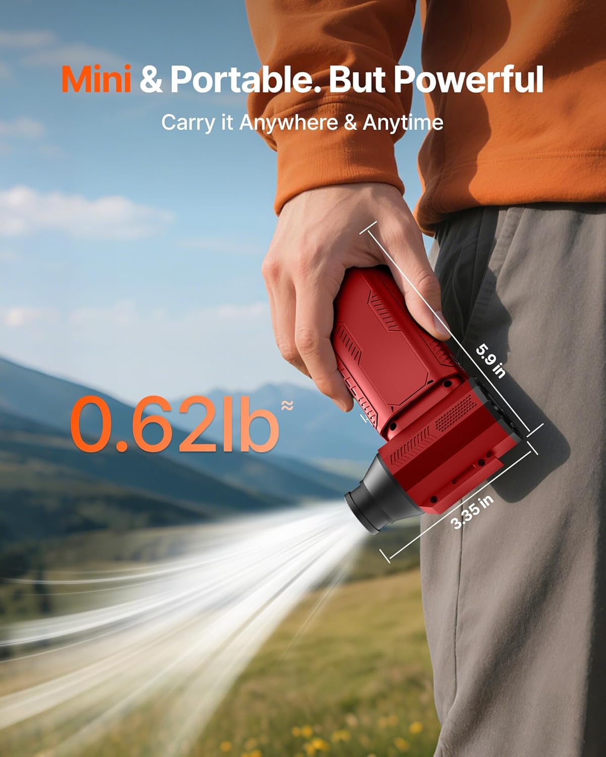 Compressed Air Duster, 130,000RPM Ultra-Powerful Cordless Electric Air Duster with 8000mAh Rechargeable Battery, 4-Gear Adjustable Air Blower for Keyboard, Computer, Car, Home Cleaning - Red