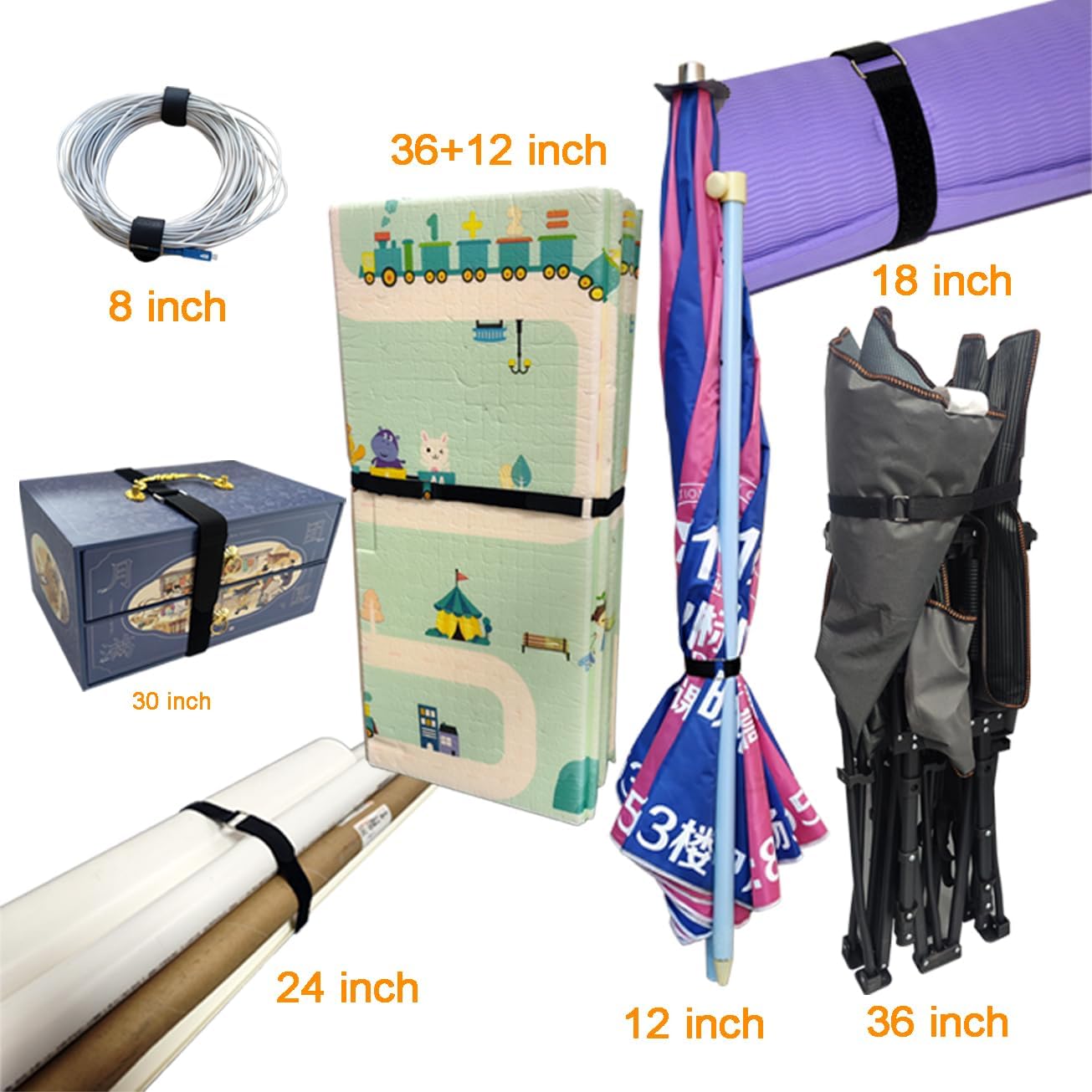 30 inch Reusable Extend Securing Strap - Fastening Cable Strap - 16 PACK Adjustable Nylon Hook and Loop Cable Tie Down Strap