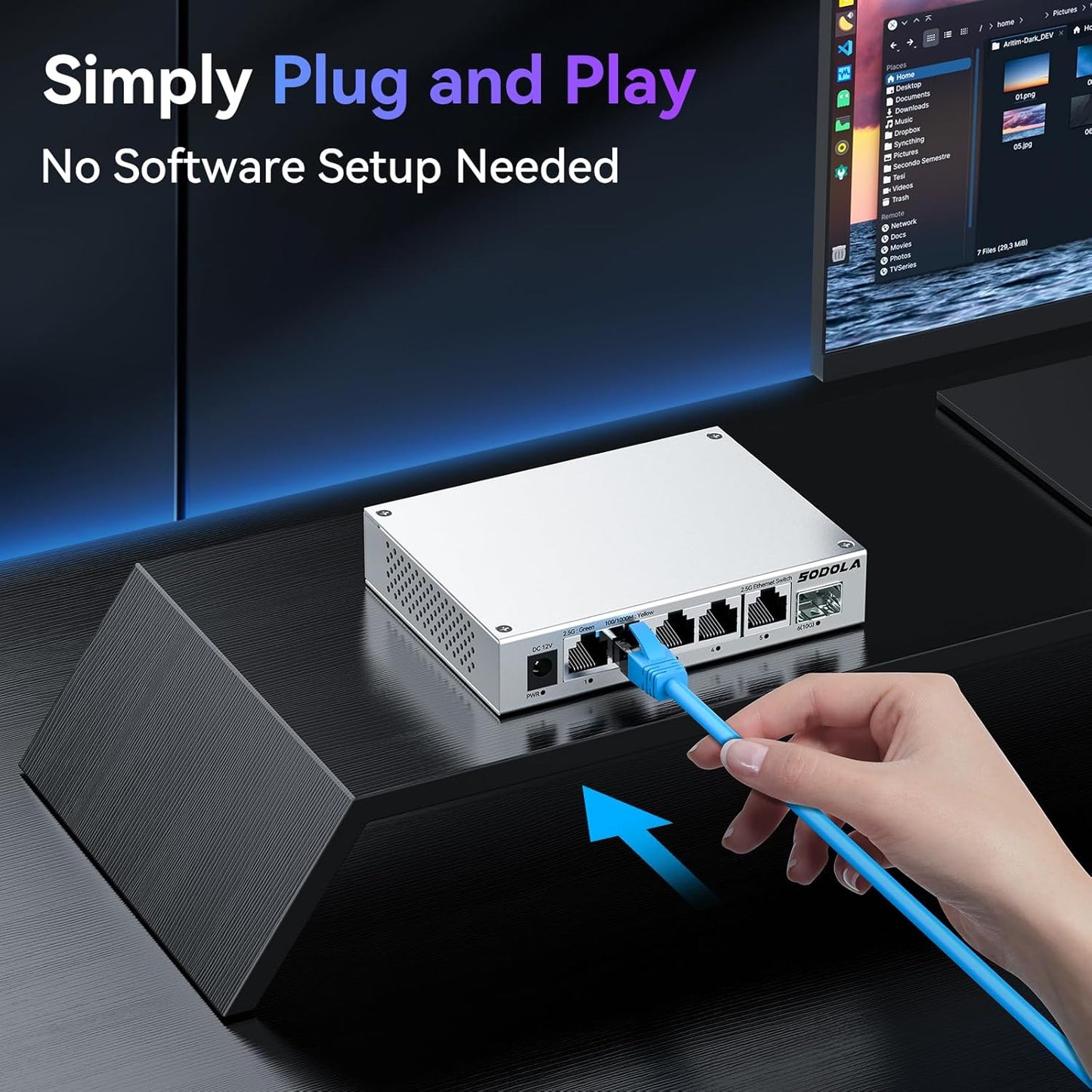 SODOLA 2.5Gb Switch Unmanaged,5 x 2.5G Base-T Ports, 1x 10G SFP+, Aluminum Alloy Cooling & Magnetic Mounting,2.5 Gigabit Network Switch Fanless Plug & Play, 2.5 Gigabit Switch,Lifetime Protection