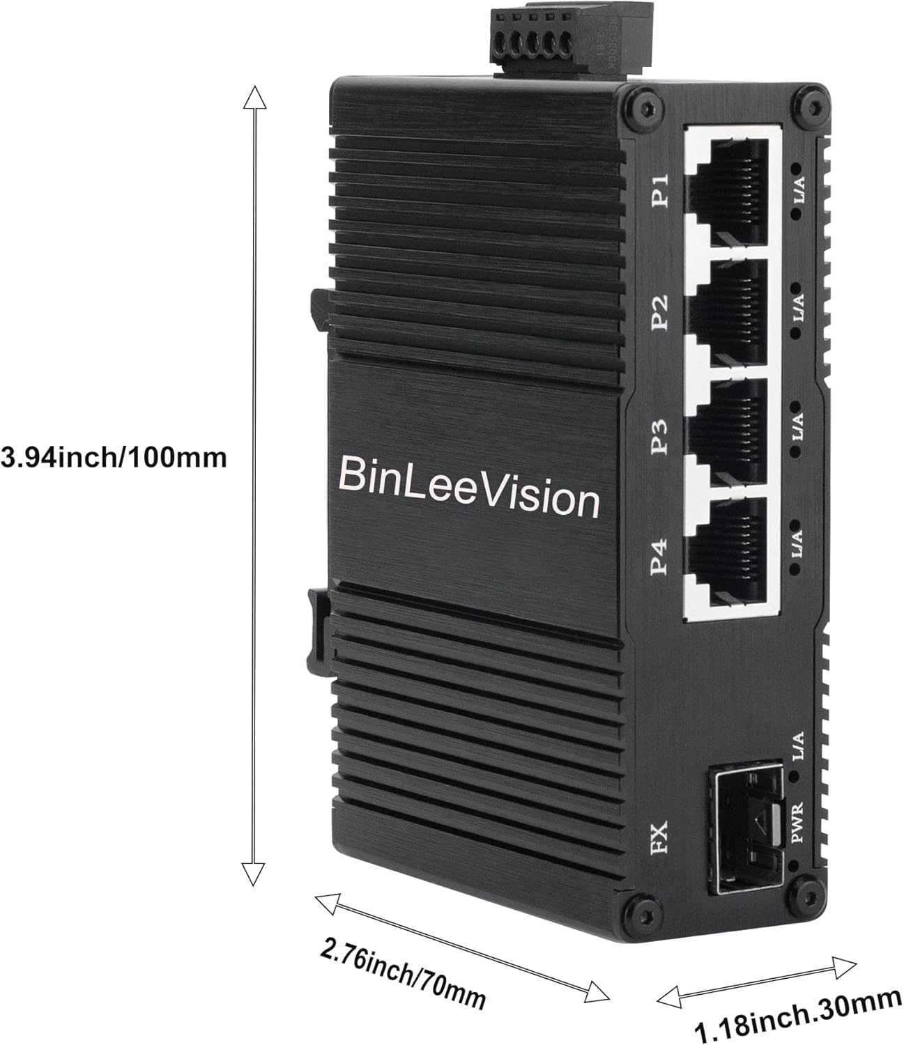 Industrial Mini Gigabit Ethernet Switch 4-Port RJ45 10/100/1000BASE-T+1-Port SFP Slot,Unmanaged Network Switch,Network Hub,Dinrail Mount or Wall-Mount,Plug & Play,Fanless (4 RJ45+1 SFP with PoE)