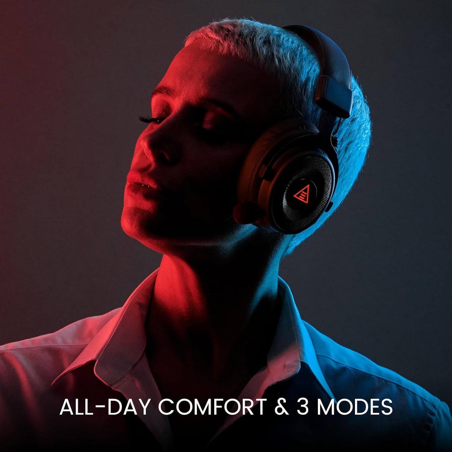 EKSA USB Gaming Headset for PC - Computer Headset with Detachable Noise Cancelling Mic, Surround‑Tuned Audio, 50MM Driver - Headphones with Microphone for PS4/PS5, Xbox One, Laptop, Office (Wireless)