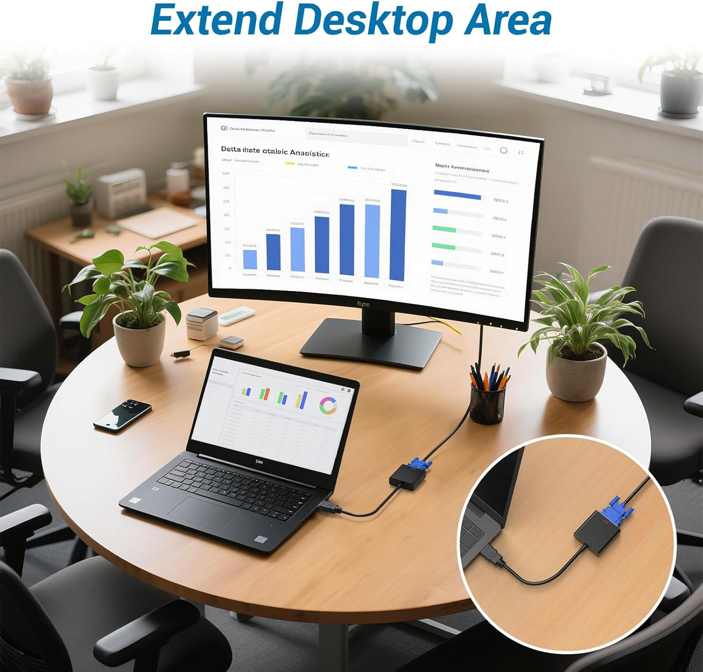 HDMI to VGA Adapter, 1PCS HDMI to VGA Unidirectional Converter (Male to Female), Compatible with Computers, desktops, laptops, PCs, Monitors, projectors, TV