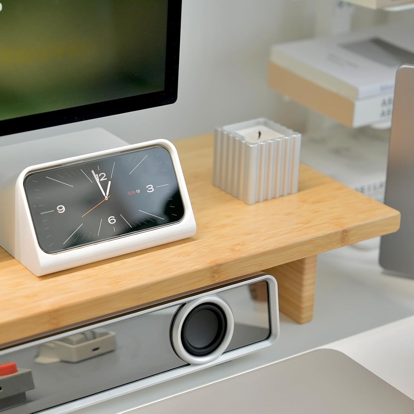 Bamboo Dual Monitor Stand Riser Natural, 2-Tier Desk Monitor Riser for 2 Monitors, Supports for PC Computer Monitor, Printer, Heavy TV Riser up to 300 lbs