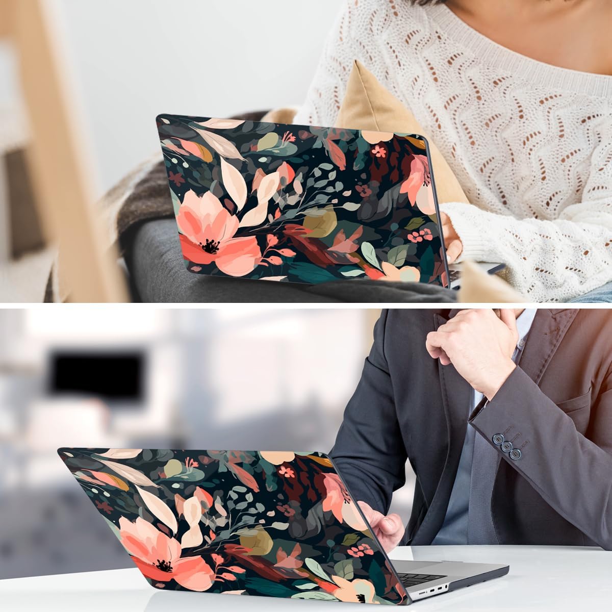 DONGKE for M4 MacBook Pro 16 Inch Case 2024 2023 2021 A3403 A3186 M3 A2991 M2 A2780 M1 A2485 Pro/Max Chip, Plastic Hard Shell Case & Keyboard Cover for Mac Pro 16 with Touch ID, Painted Florals