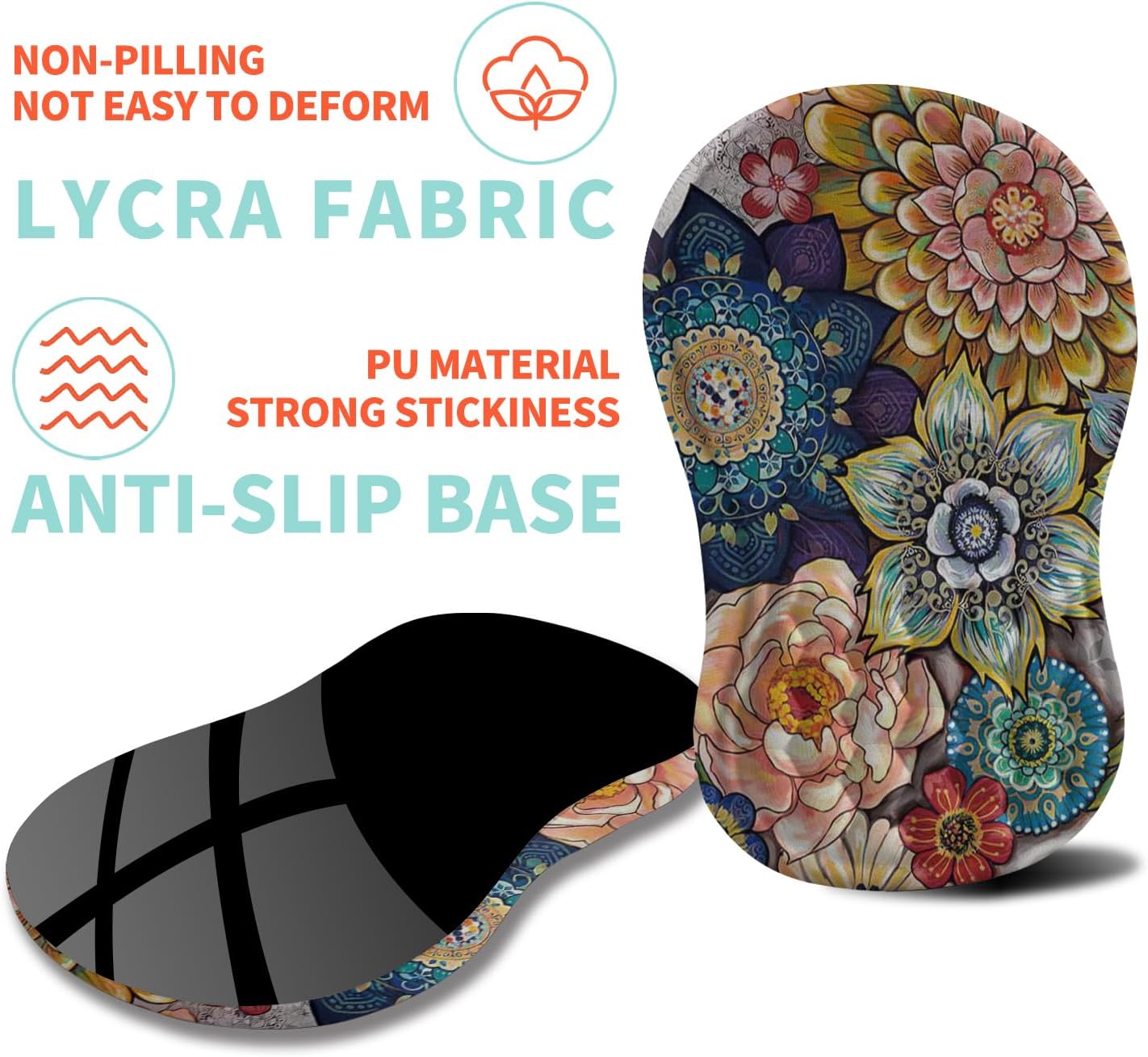 Ergonomic Mouse Pad Wrist Support with Memory Foam Massage Bulge, Carpal Tunnel Pain Relief Mousepad Wrist Rest for Mouse(12x8 inch, Blooming)