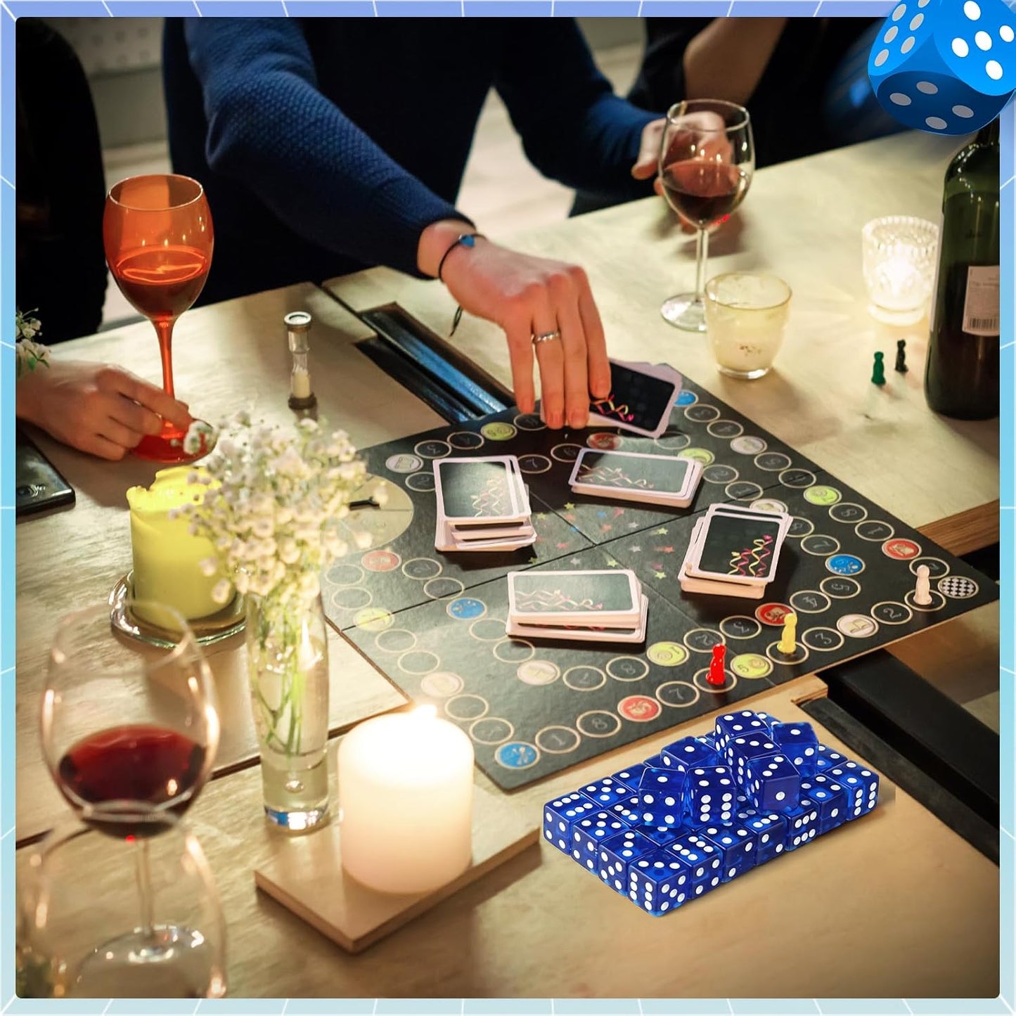 36 Piece 19 mm Casino Style Craps Dice Sets Acrylic and Translucent D6 Dice, Square W/Rounded Edge for Casino, Craps, Table Games and Board Games (Blue)