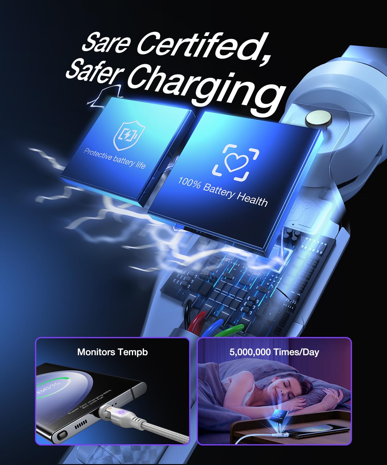 A.S Gen3 USBC Magnetic Charging Cable 240W (2Pack, 3.3ft/6ft), 9Pin Type C to Type C Magnet Charger Cable/360&180 Rotation Magnetic Phone Charger Data Cable for Phone 15/M-Book/Pad Series (White)