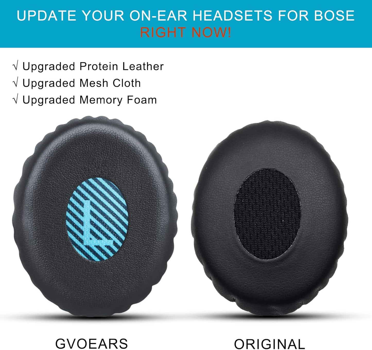 Ear Pads Replacement for Bose On-Ear 2 Headphones, GVOEARS Ear Cushion Pad for Bose OE2 / OE2i / SoundTrue OE/SoundLink On-Ear Wireless Headphones, Durable & Longer Lasting (Blue Pad)