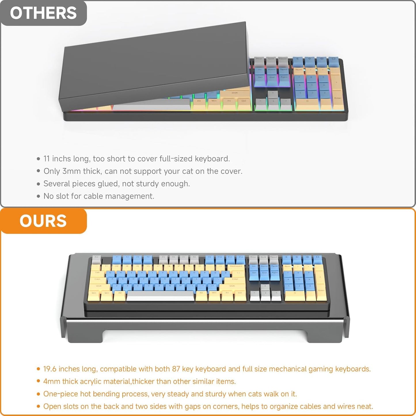 BEEGO Mechanical Computer Keyboard Cover - Black Acrylic Keyboard Cover Keyboard Dust Cover Mechanical Keyboard Cover Full Size Keyboard Protector