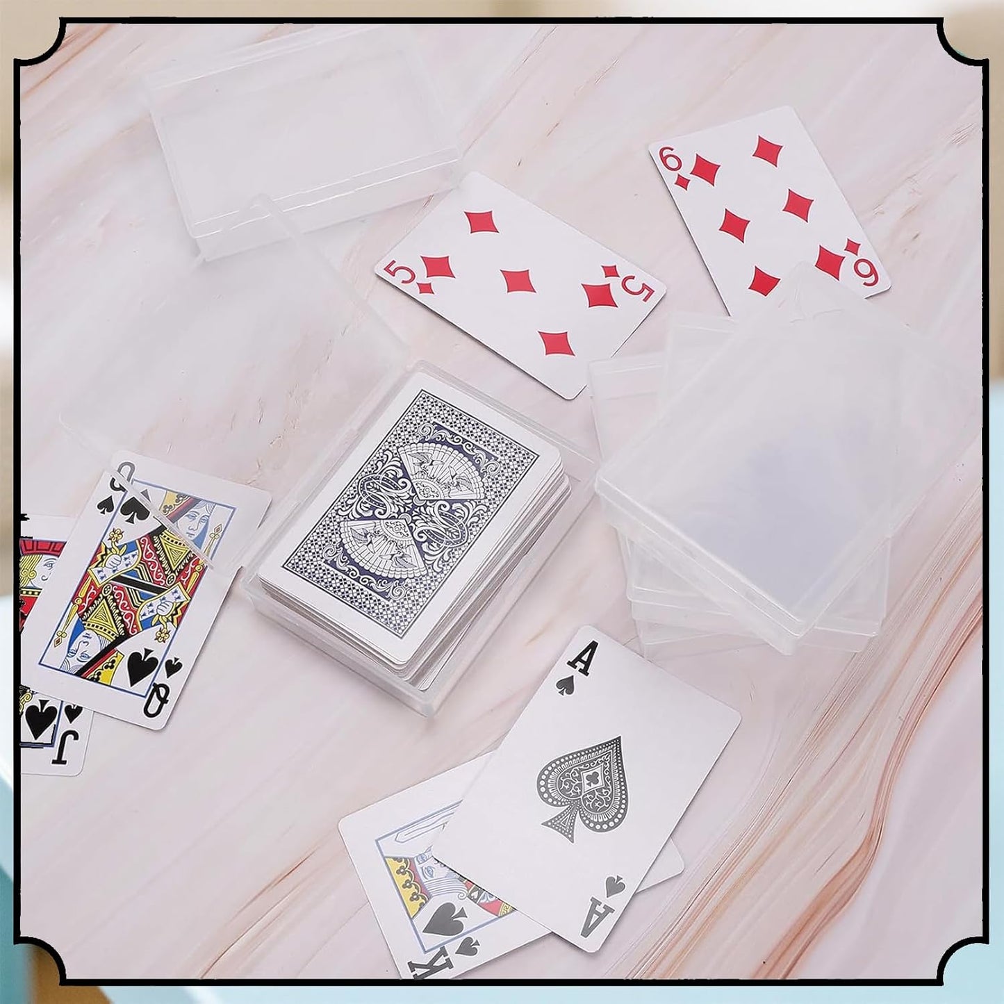 24 Pack Playing Card Case, Clear Playing Cards Deck Boxes, Empty Deck Cases, Plastic Storage Box Deck Holder with Snaps Closed for Gaming Business Card, 3.74 x 2.7 x 0.9 inch (NO Cards)