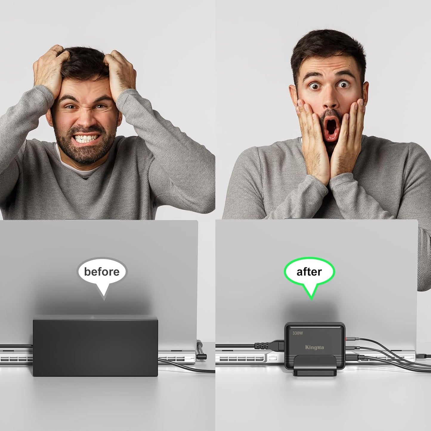 330W HP OMEN Gaming Laptop Charger for HP OMEN 15/16/17,Pavilion Gaming Laptop 16/15 3-Port PD 3.0 (20V/16.5A) GaN Fast Charging Station with 45-30mm Cable for Professional Engineering Laptops