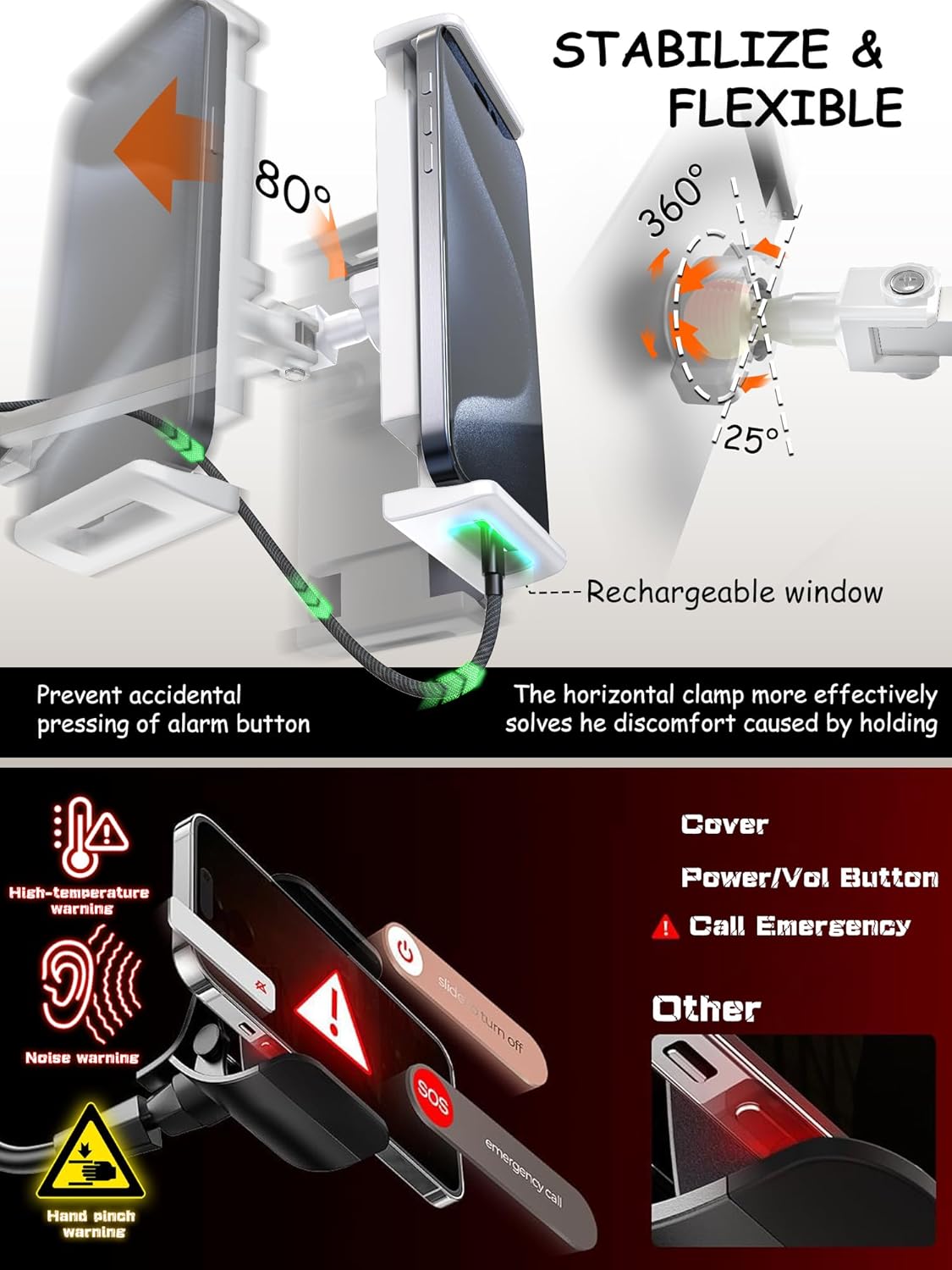 Foldable Tablet Stand, Tablet Mount Adjustable for Bed,Universal Flexible Tablet Holder with 360 Degree Rotation for iPad/iPhoneX/iPad Pro/N-Switch,or Other 4.5~13.5 Inches Devices (White)