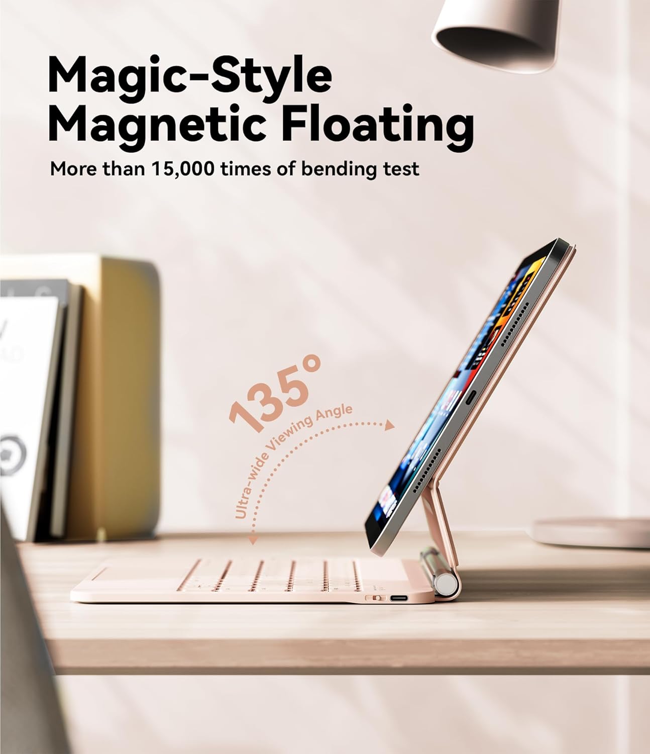 GreenLaw for iPad 11th(A16,2025)/10th(2022) Generation Case with Keyboard, Magic-Style Keyboard Stand, 7 Color Backlit, Stain-Resistant Surface, Multi-Touch Trackpad, Blush Pink