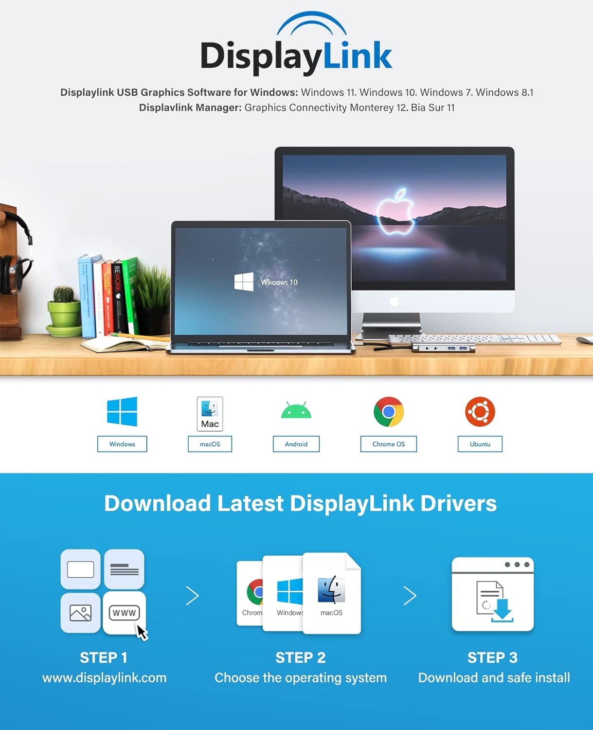 UtechSmart USB Docking Station, 11 IN 1 USB C Dock Triple Display, USB 3.0 Laptop Docking Station with Dual HDMI, VGA, PD, Ethernet, SD/TF, USB 3.0, Mic/Audio, Compatible for MacBook M1 Dell HP Lenovo