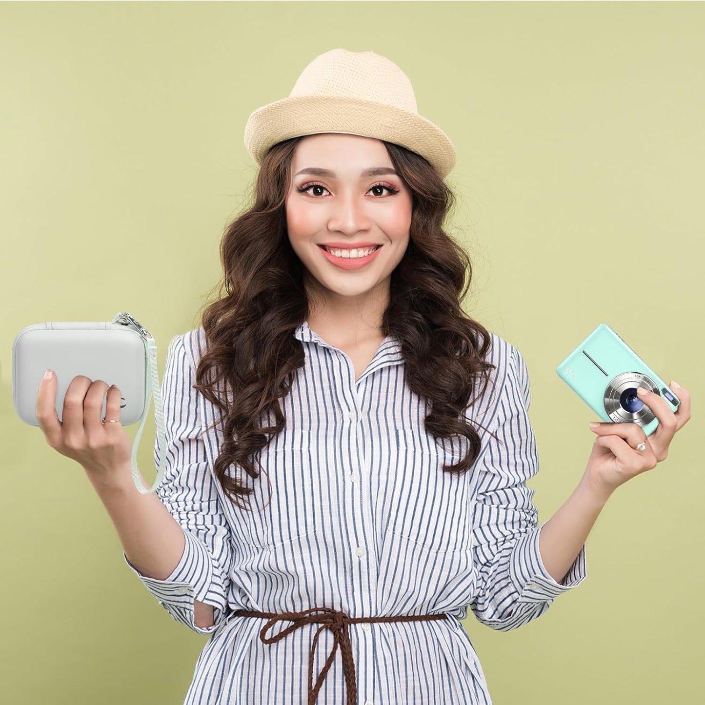 Carrying & Protective Case for Digital Camera, AbergBest 21 Mega Pixels 2.7" LCD Rechargeable HD/Kodak Pixpro/Canon PowerShot ELPH 180/190 / Sony DSCW800 / DSCW830 Cameras for Travel - White