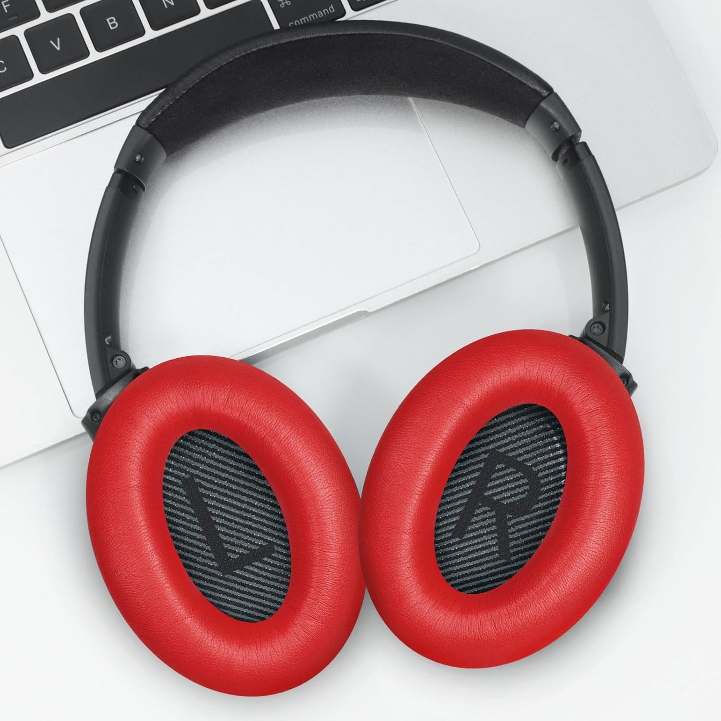 Headphones Replacement Ear Pads, Protein Leather earpad Cushions for Bose Quiet Comfort QC35 Headphones, Replacement Earpads, Softer Memory Foam - Red