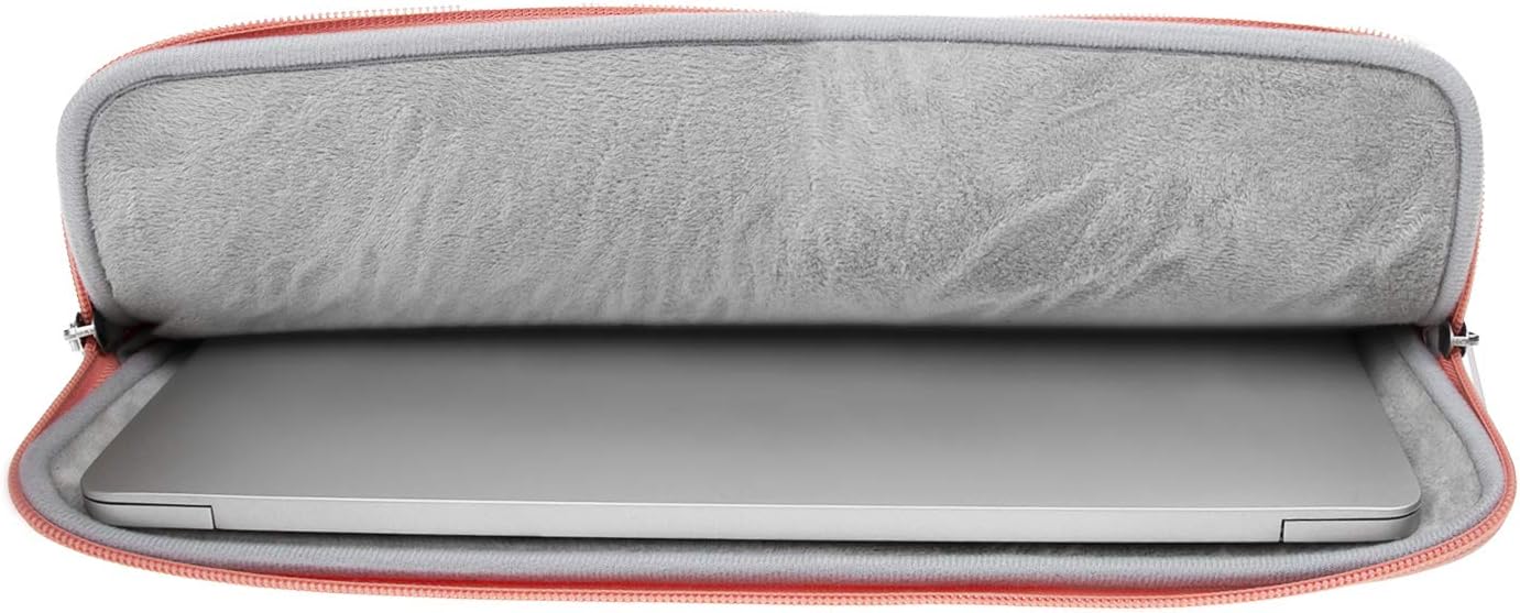 RAINYEAR 16 Inch Laptop Sleeve PU Suede Leather Case Protective Padded Zipper Cover Water Resistant Carrying Bag Compatible with 16" MacBook Pro/Max A2780 A2991 A3403 A3186 A2141 A2485 (Coral)