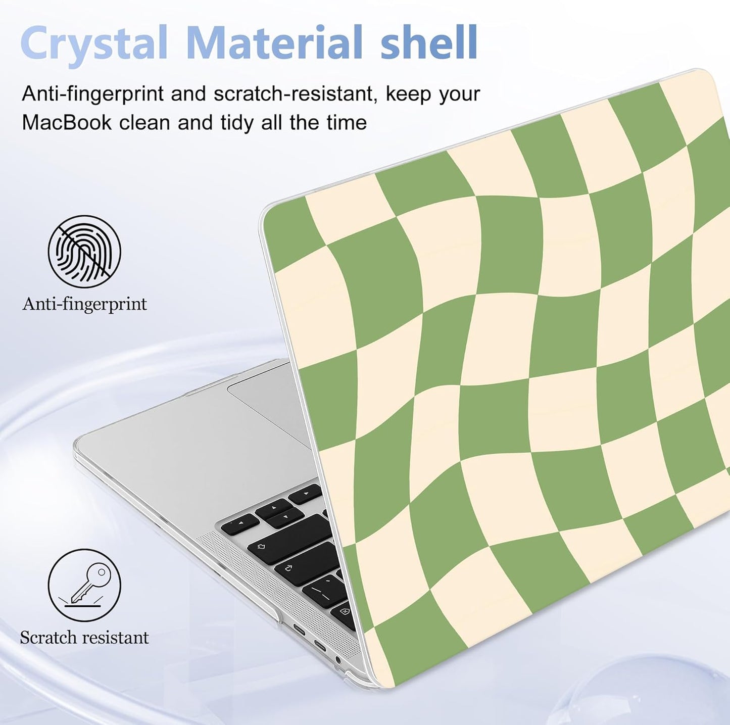 for MacBook Pro 16 inch Case 2019 2020 Release Model A2141, Plastic Hard Shell Cover with Keyboard Cover & Screen Protector for MacBook Pro 16 inch with Touch Bar & Touch ID, Green Checkered