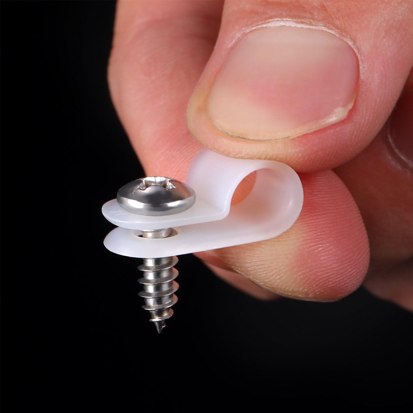 Hicarer 50 Pack R-Type Cable Clip Wire Clamp, Nylon Screw Mounting Cord Fastener Clips with 50 Pack Screws for Wire Management (White, 1/4 Inch)