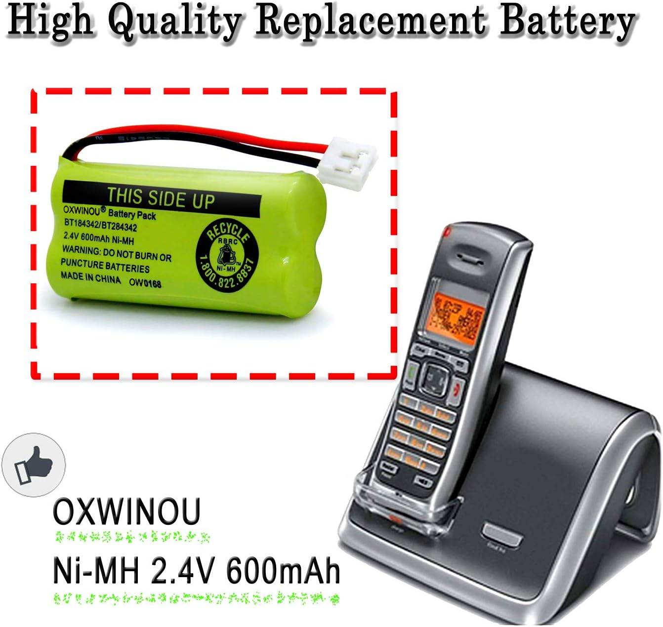2.4v BT184342 BT284342 BT18433 BT28433 BT183348 BT283348 BT-1011 Replacement Battery Compatible with Phone CS6209 CS6219 CS6229 DS6151 89-1330-01-00 CPH-515D(3-Pack)
