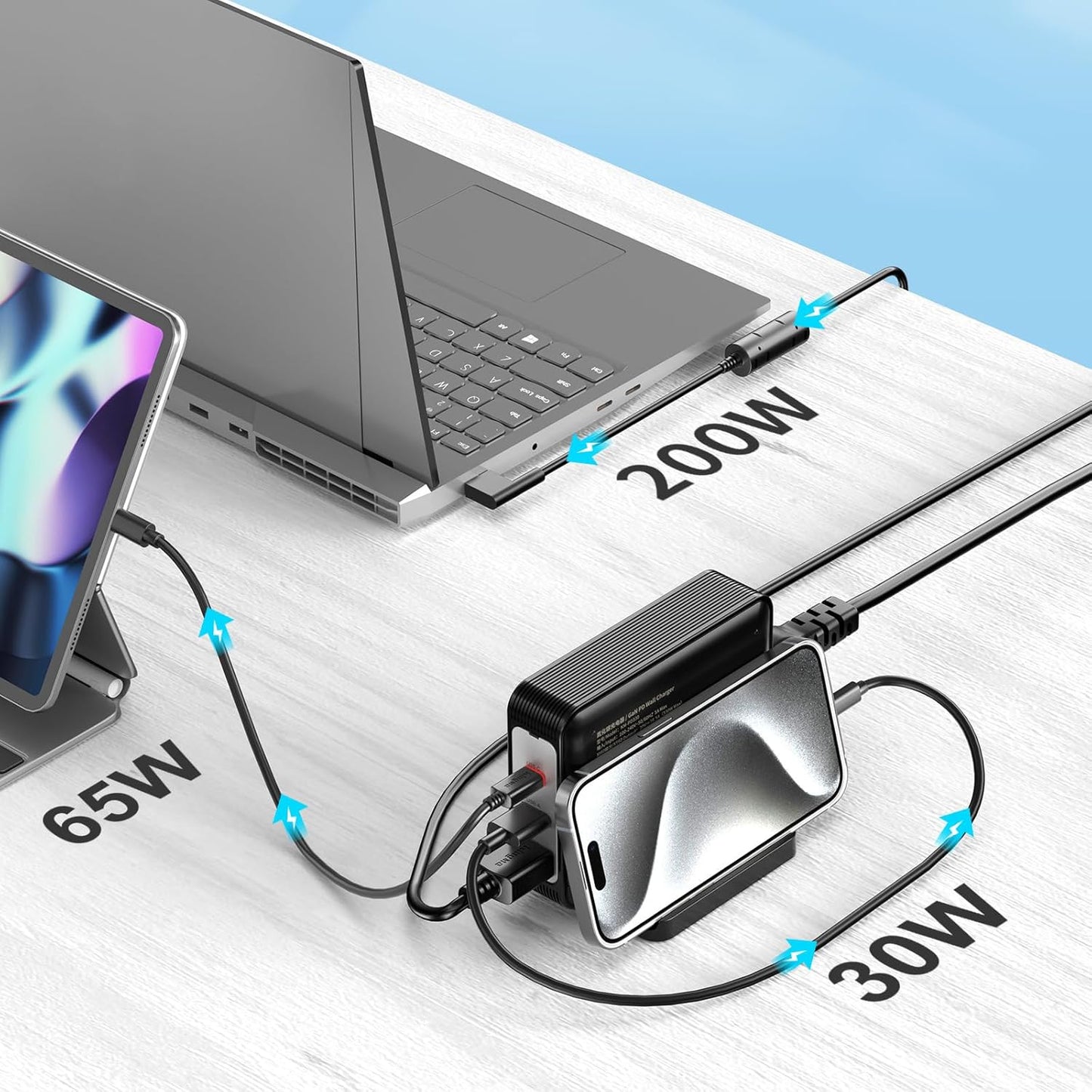 330W Razer Blade 18 with 4060/4070 Gaming Laptop Charger, 3-Port PD 3.0 (20V/16.5A) Fast Charging Adapter for Razer Blade 14/15/16/17 with 11/43mm Cable Compatible with Gaming & Engineering Laptops