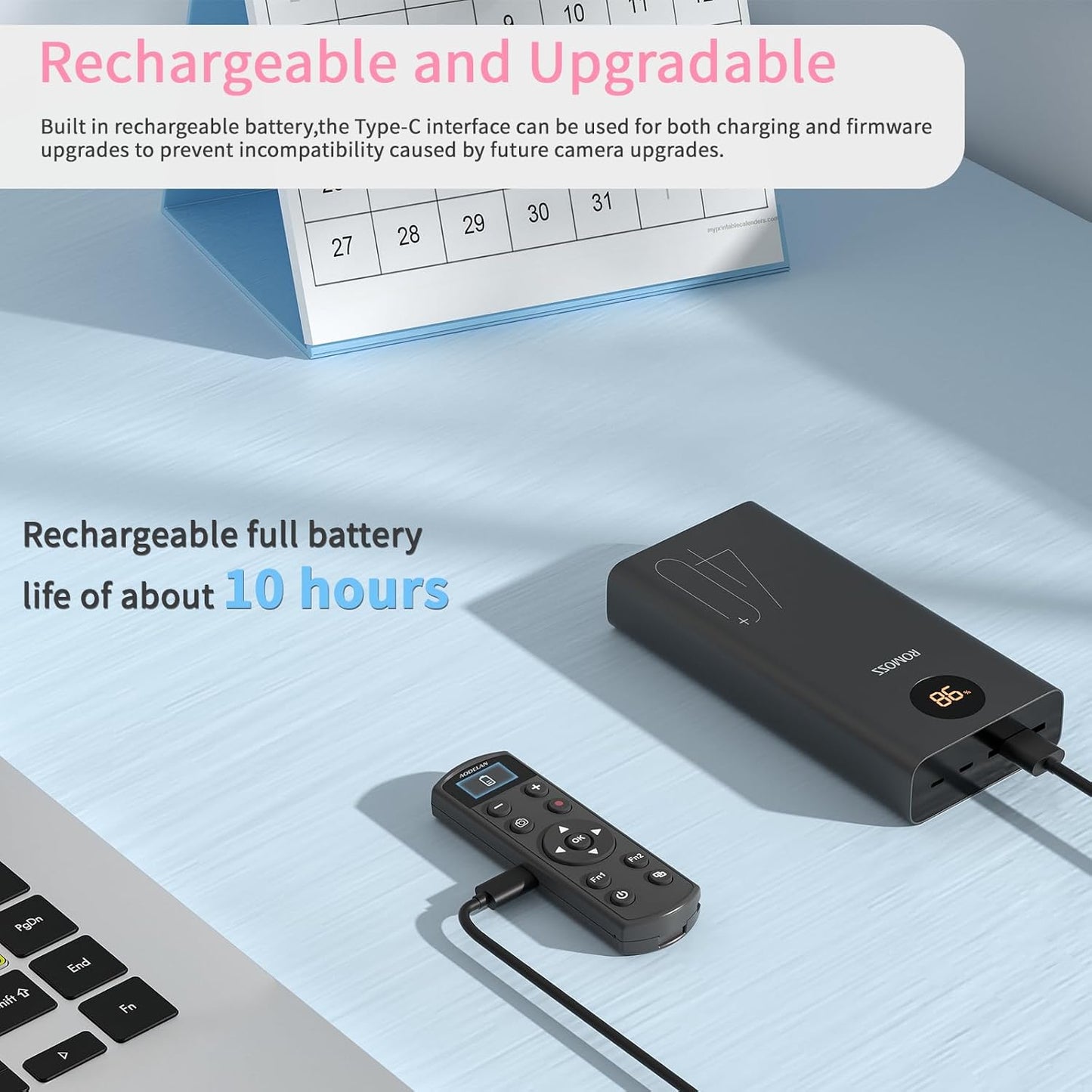 Rechargeable Shutter Release for Nikon AODELAN Wireless Camera Remote Control Compatible with COOLPIX P1000, P1100, P950, B600, A1000, Z50, Z30, Z fc, Z6 II, Z7 II,Z5, Replaces Nikon ML-L7(Black)