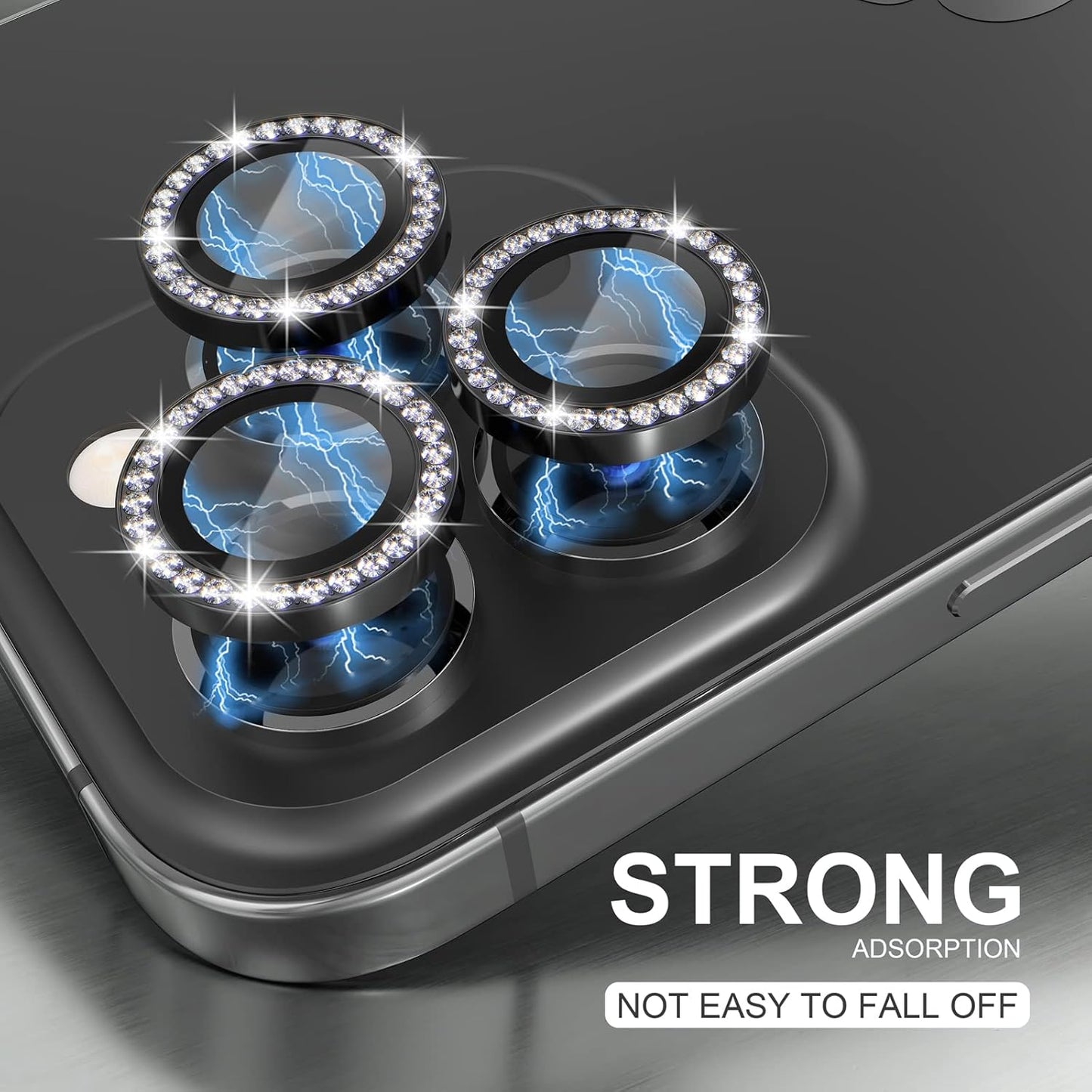 Choiche [3+1 for iPhone 14 Pro/iPhone 14 Pro Max Camera Lens Protector Bling, 9H Tempered Glass Camera Cover Screen Protector Metal Ring Decoration Accessories (Diamond-Black)