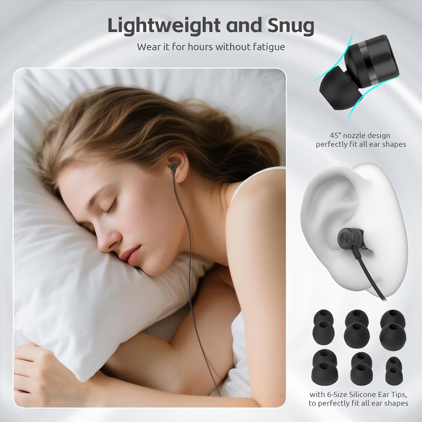 EP-06 Wired Earbuds in-Ear Earphones,Build-in Microphone Noise Isolating Headphones,3.5mm Jack 4.9ft Long Cord Ear Buds,HD Bass Audio,with 6 Ear Tips,for Smartphones/Laptop/Computer Etc-Black