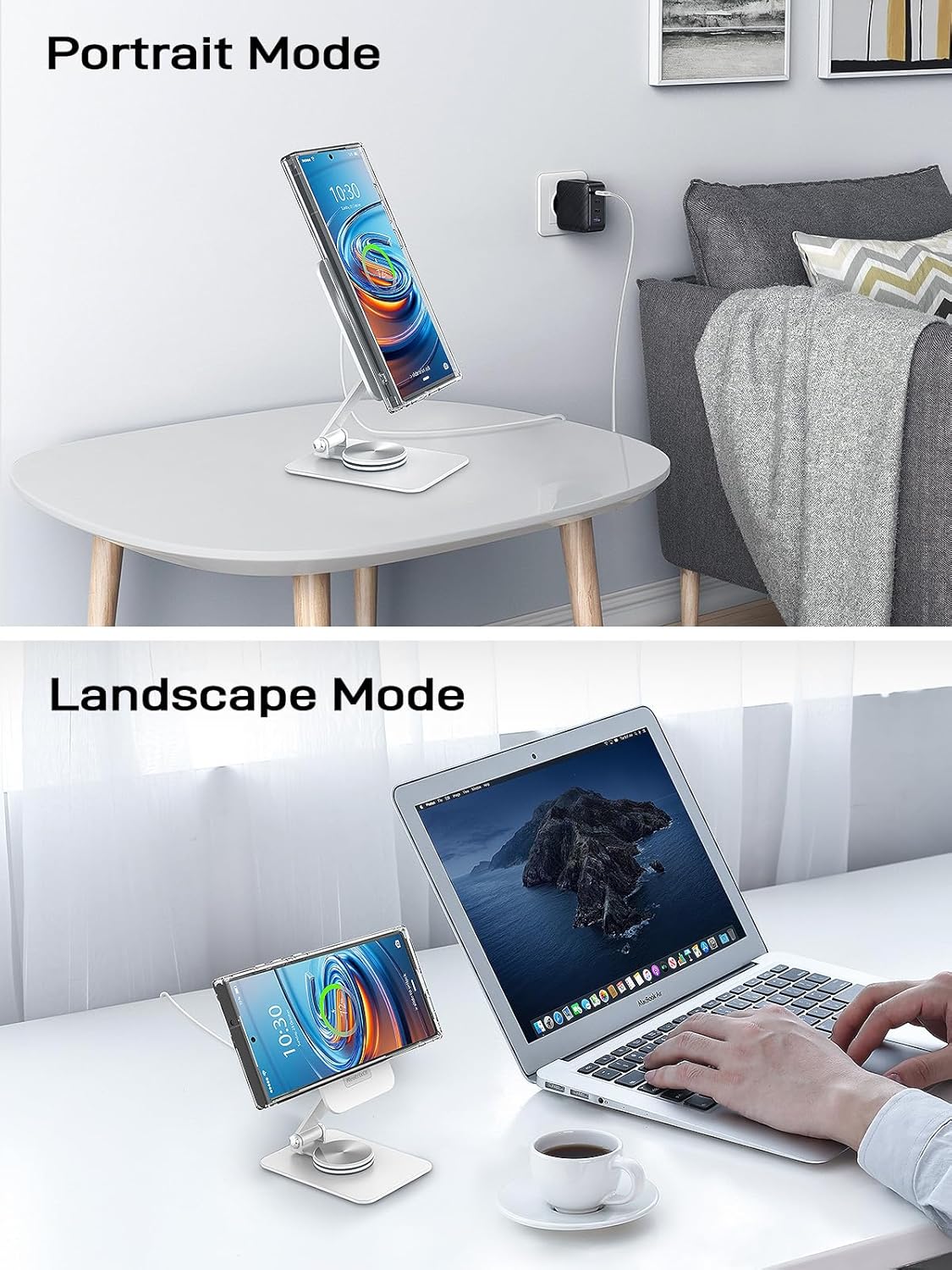 Compatible with MagSafe Charger, 15W MagSafe Charger Stand, 360°Rotation Base Adjustable Foldable Wireless Charger for Samsung Galaxy S25 Ultra/Z Fold7/Flip7/iPhone 16/Pixel 10 Pro/Pixel 10 Pro Fold
