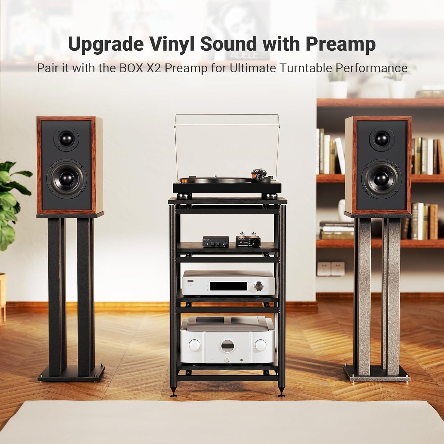 Fosi Audio TB10D 2 Channel Stereo Amplifier, Class D Mini Power Integrated Amplifiers 600W for Passive Speakers/Bass Shaker, Home Audio Component Desktop Amp Receiver TPA3255 with Bass Treble Control