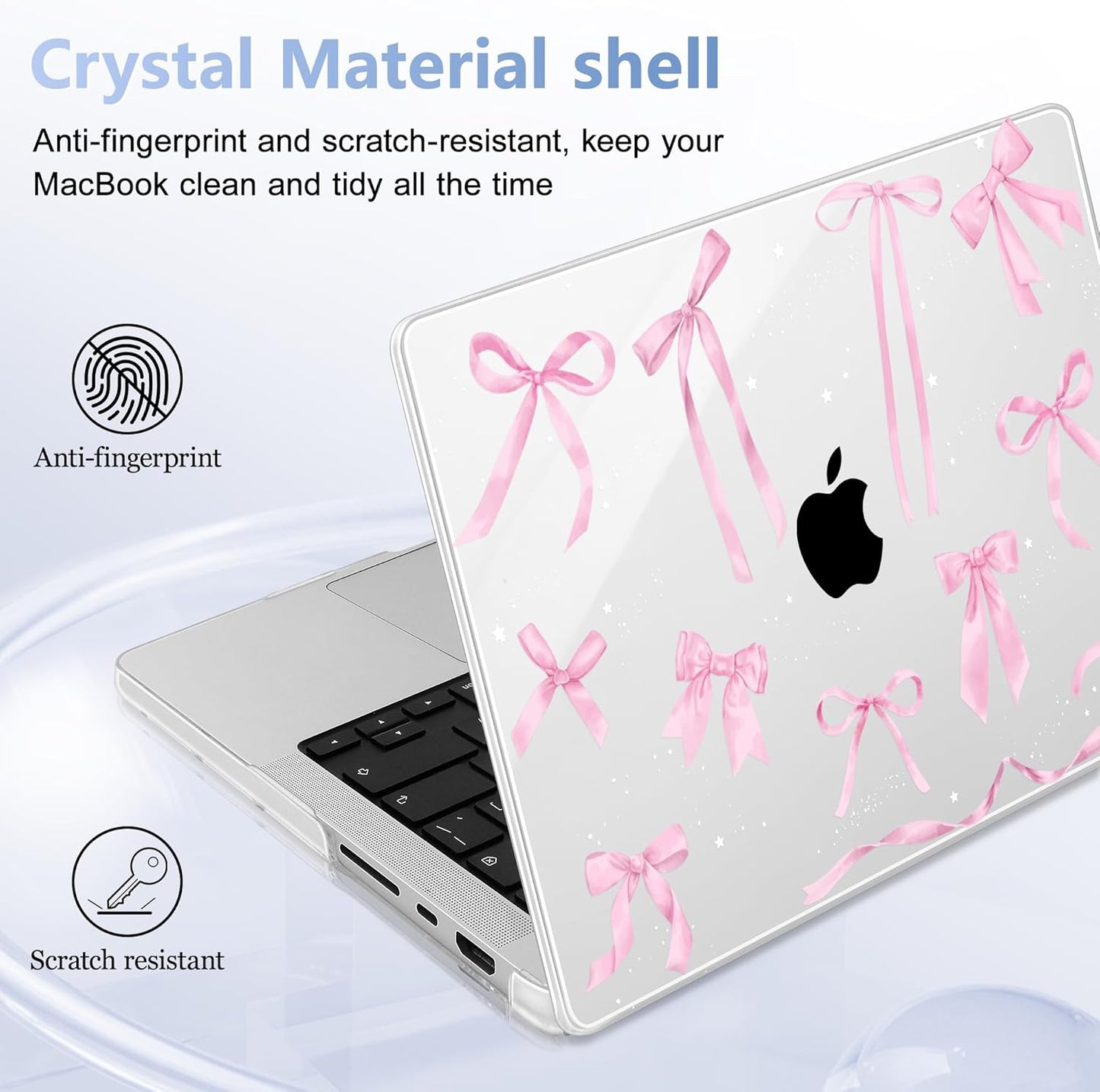 for MacBook Pro 16 inch Case 2021 2022 2023 2024 Release A3186 A3403 M4 A2991 M3 A2780 M2 A2485 M1 Pro/Max, Hard Shell Case with Screen Protector & Keyboard Cover, Bowknot
