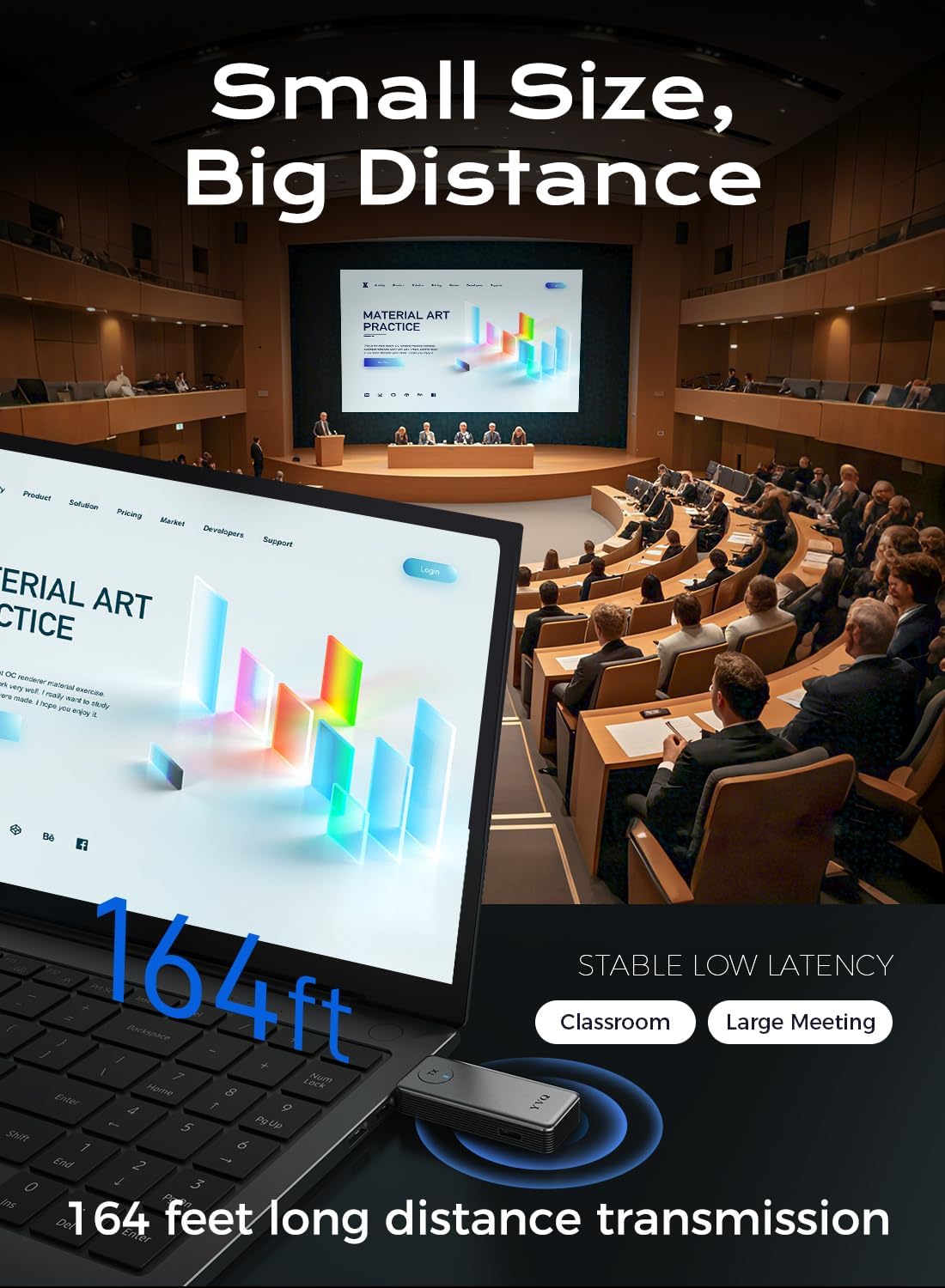 2025 Upgraded Wireless HDMI Transmitter and Receiver, 4K Decode 1080P Output,2.4G/5G Plug&Play Portable HDMI Wireless for Streaming Video and Audio to Monitor from Laptop/TV Box