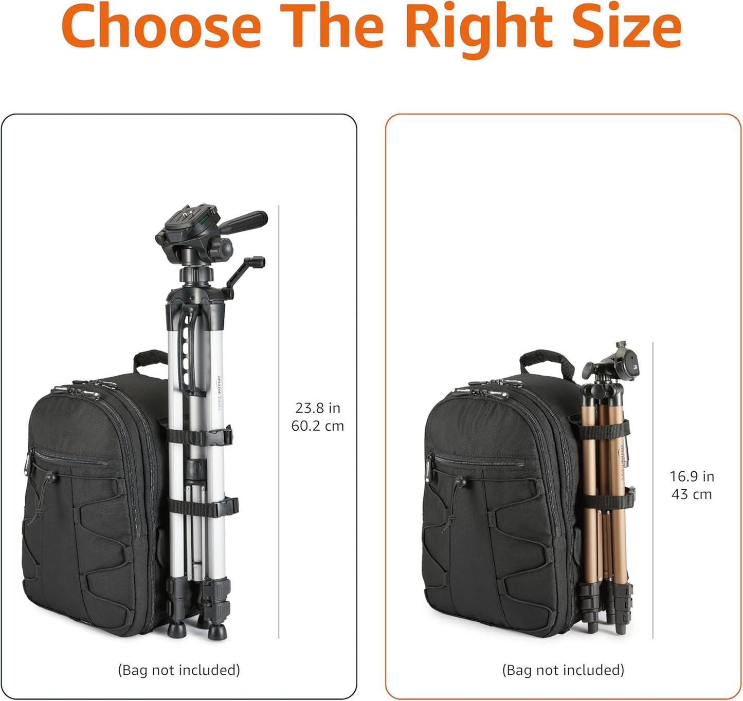 Amazon Basics 50-inch Lightweight Portable Camera Mount Tripod Stand with Bag, for Travel Photography, Champagne