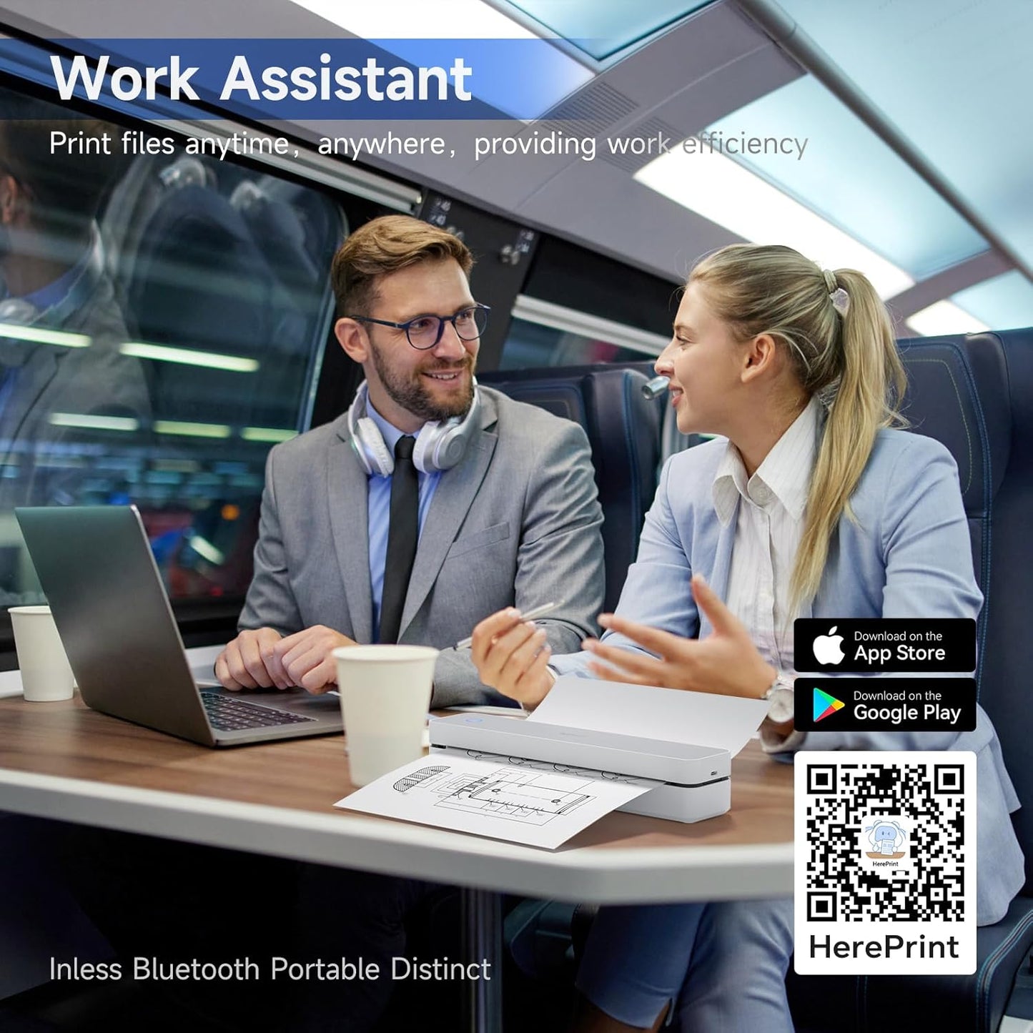 iDPRT Portable Printer Wireless for Travel - 203DPI Bluetooth Mobile Printer Support for 8.5"x11" US Letter, Inkless Compatible with iOS, Android, Laptop for Office, Car and Home, School