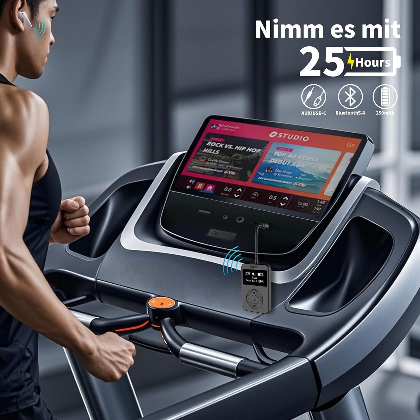 eppfun Bluetooth Auracast Transmitter, LC3, AptX Lossless, AptX HD, USBC/3.5mm Aux Inputs, Bluetooth 5.4, Qualcomm Chip, for TV, PC,Airplane,Phones