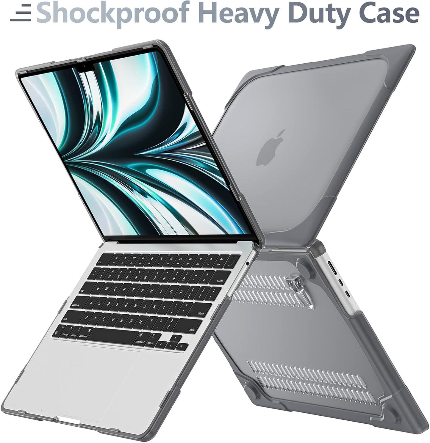 Batianda for M4 MacBook Air 13.6 inch Case 2025 2024 2022 Release Model A3240 A2681(M2) A3113(M3), Heavy Duty Shockproof Protective Hard Shell with Fold Kickstand & Keyboard Cover, Gray