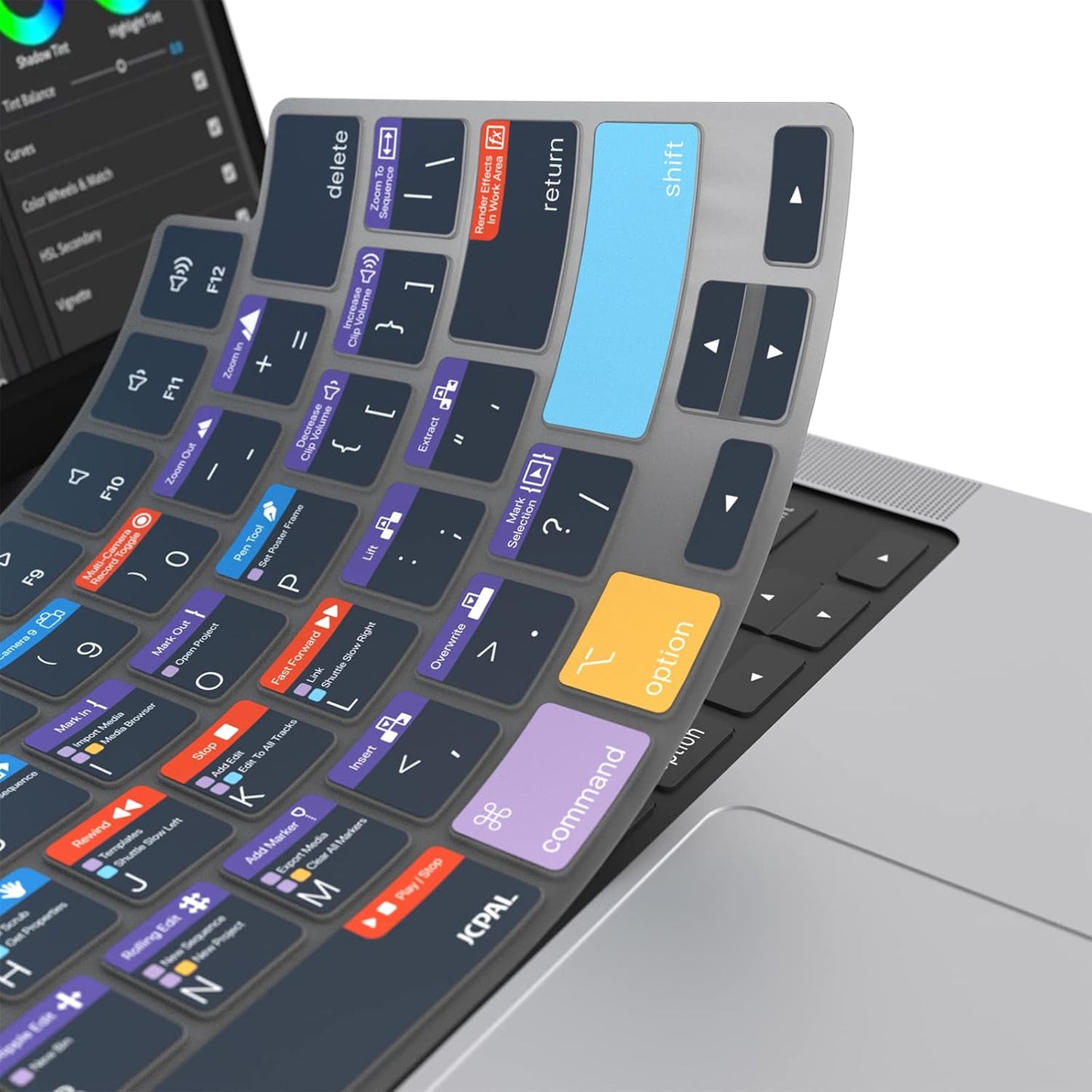 JCPal Adobe Premiere Pro Shortcut Guide Keyboard Cover for Apple MacBook Pro 14 inch and MacBook Pro 16 inch (M1-M4 Models) and MacBook Air 13 inch and MacBook Air 15 inch (M2-M4 Models) (US-Layout)