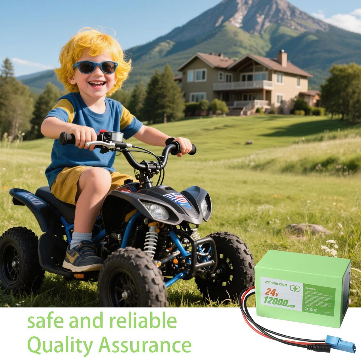 24V 12Ah Battery for Kids Ride-On Toys Compatible with Power Wheels & UTVs | Lightweight Replacement with 2A Charger | 7S4P 29.4V (24V12Ah)